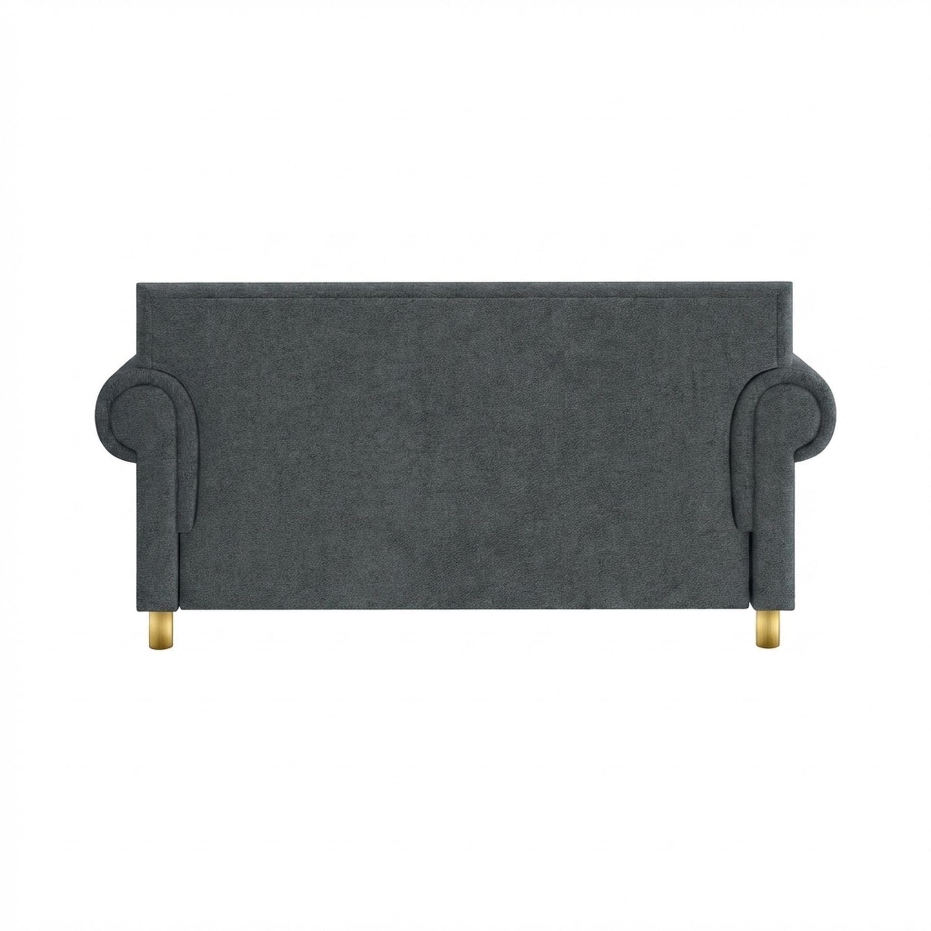 Hayden Home Premium Rome 2 Seater Sofa, PVD Brushed Gold Leg, Premium Fog Grey Upholstery