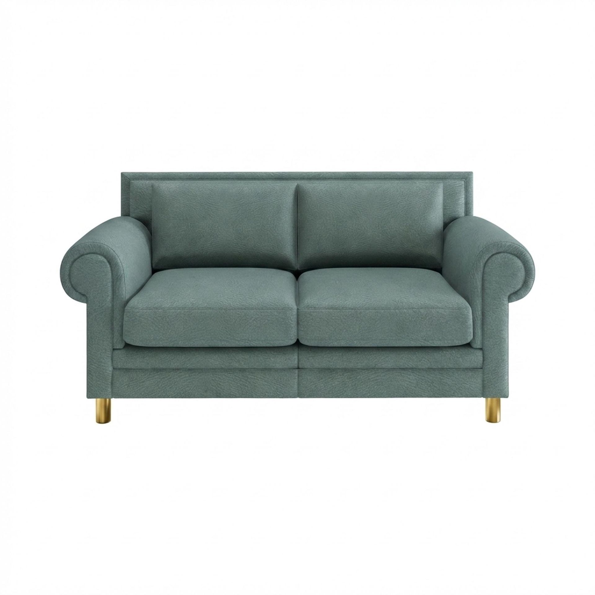 Hayden Home Premium Rome 2 Seater Sofa, PVD Brushed Gold Leg, Premium Mint Green Upholstery