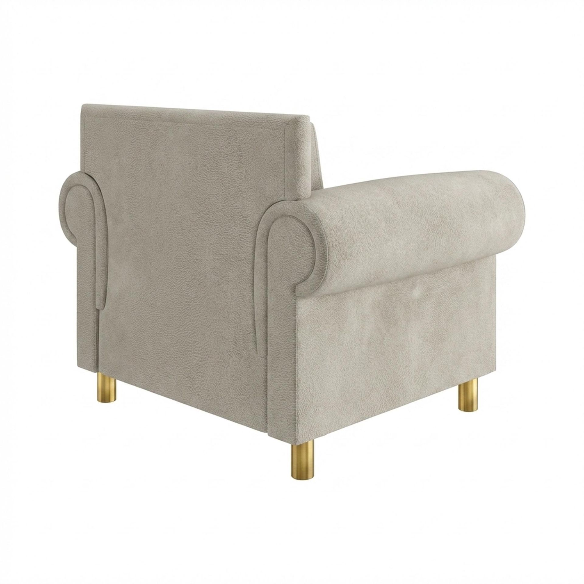 Hayden Home Premium Rome 1 Seater Sofa, PVD Brushed Gold Leg, Essential Bone Upholstery