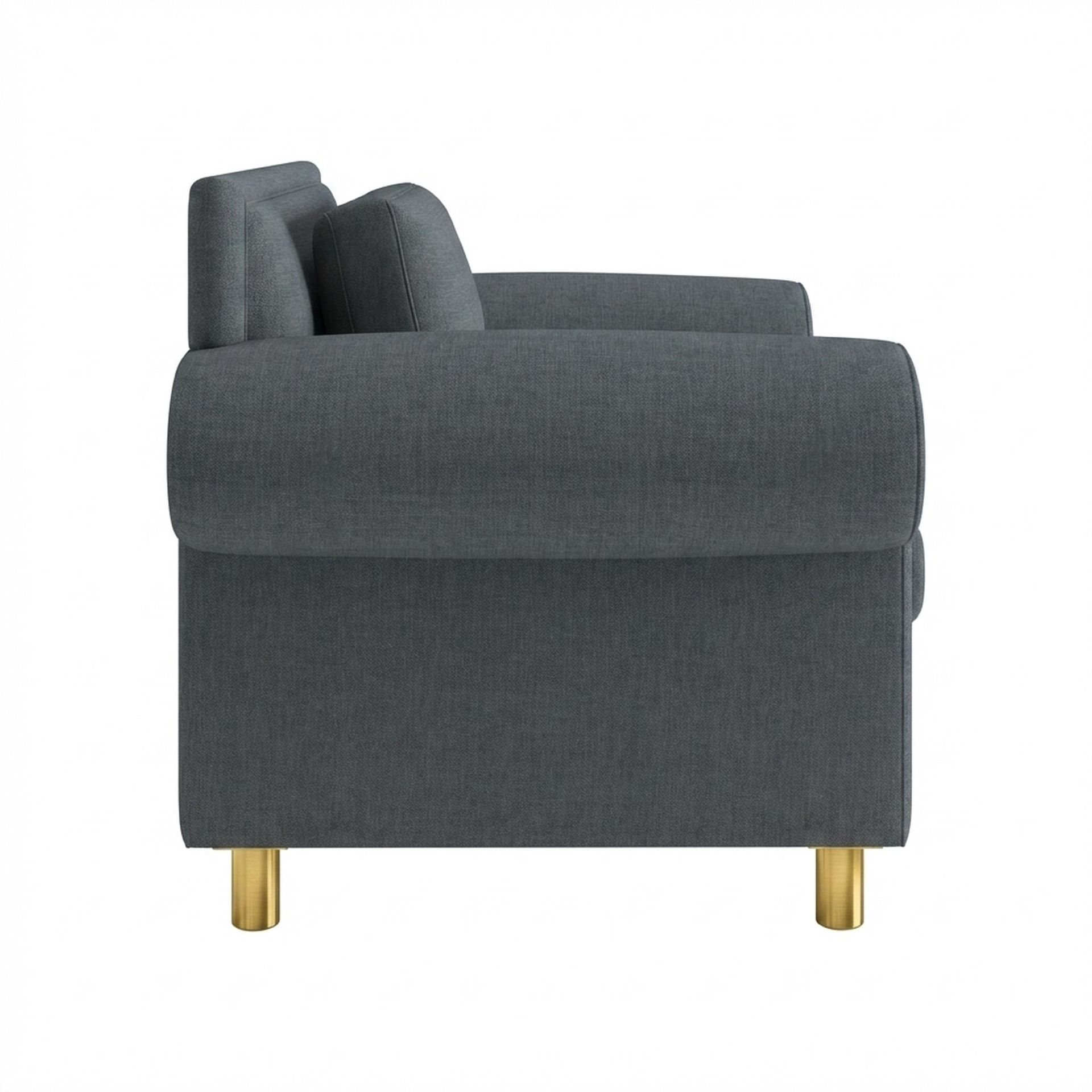 Hayden Home Premium Rome 1 Seater Sofa, PVD Brushed Gold Leg, Premium Steel Grey Upholstery