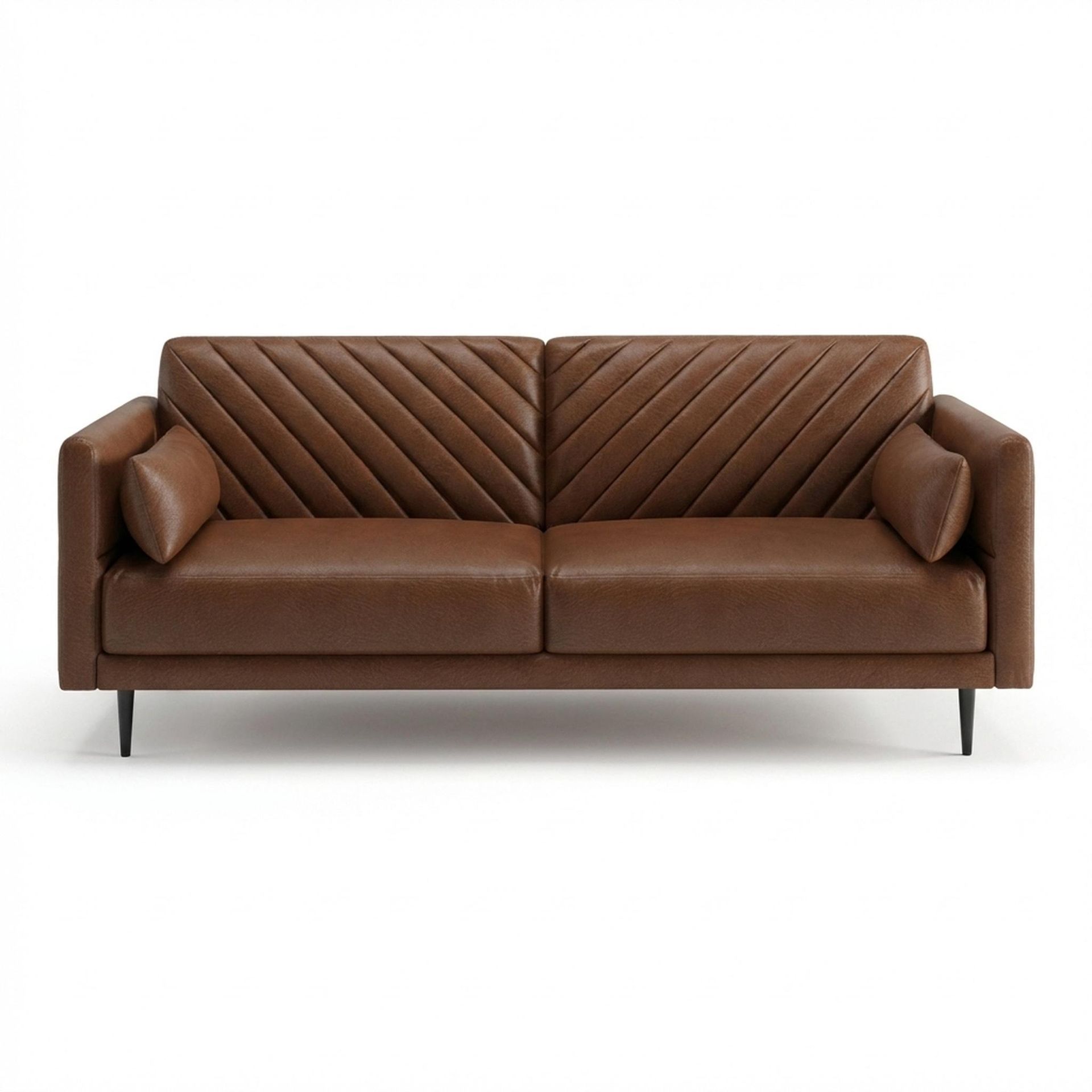 Hayden Home Premium Singapore 3 Seater Sofa, Matt Black Leg, Premium Rust Orange Upholstery