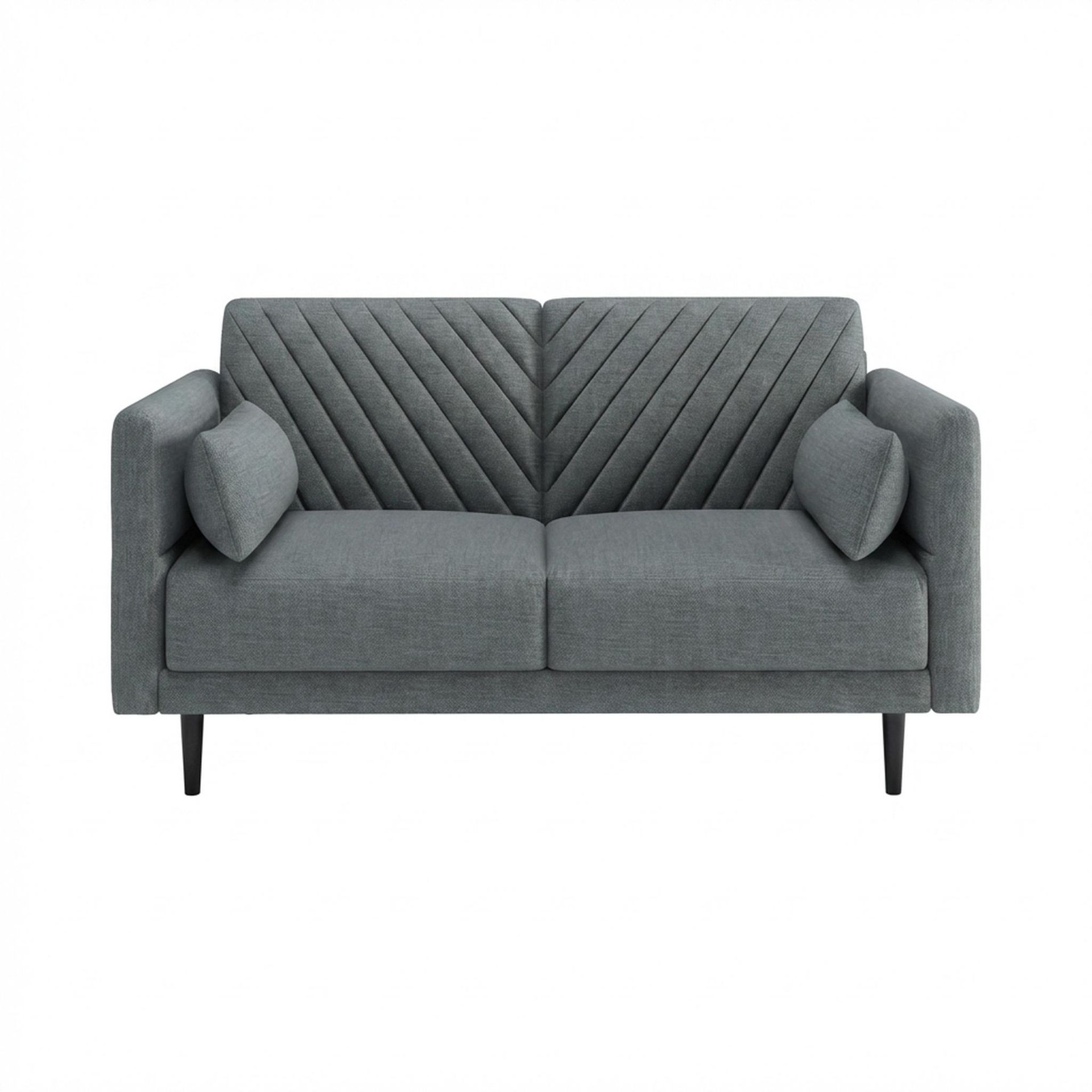 Hayden Home Premium Singapore 2 Seater Sofa, Matt Black Leg, Premium Steel Grey Upholstery