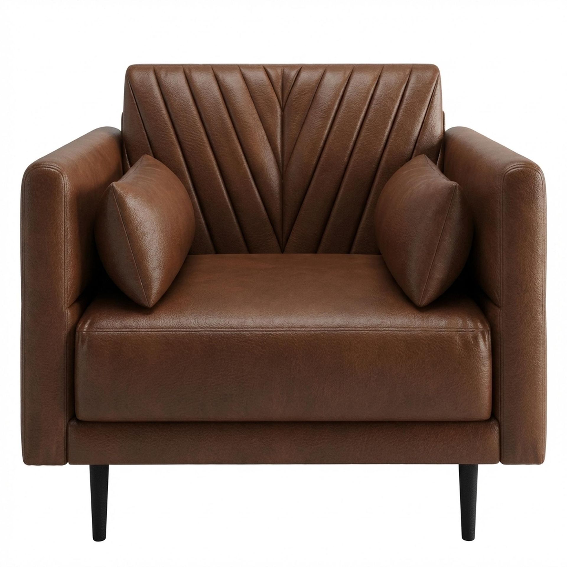 Hayden Home Premium Singapore 1 Seater Sofa, Matt Black Leg, Premium Rust Orange Upholstery