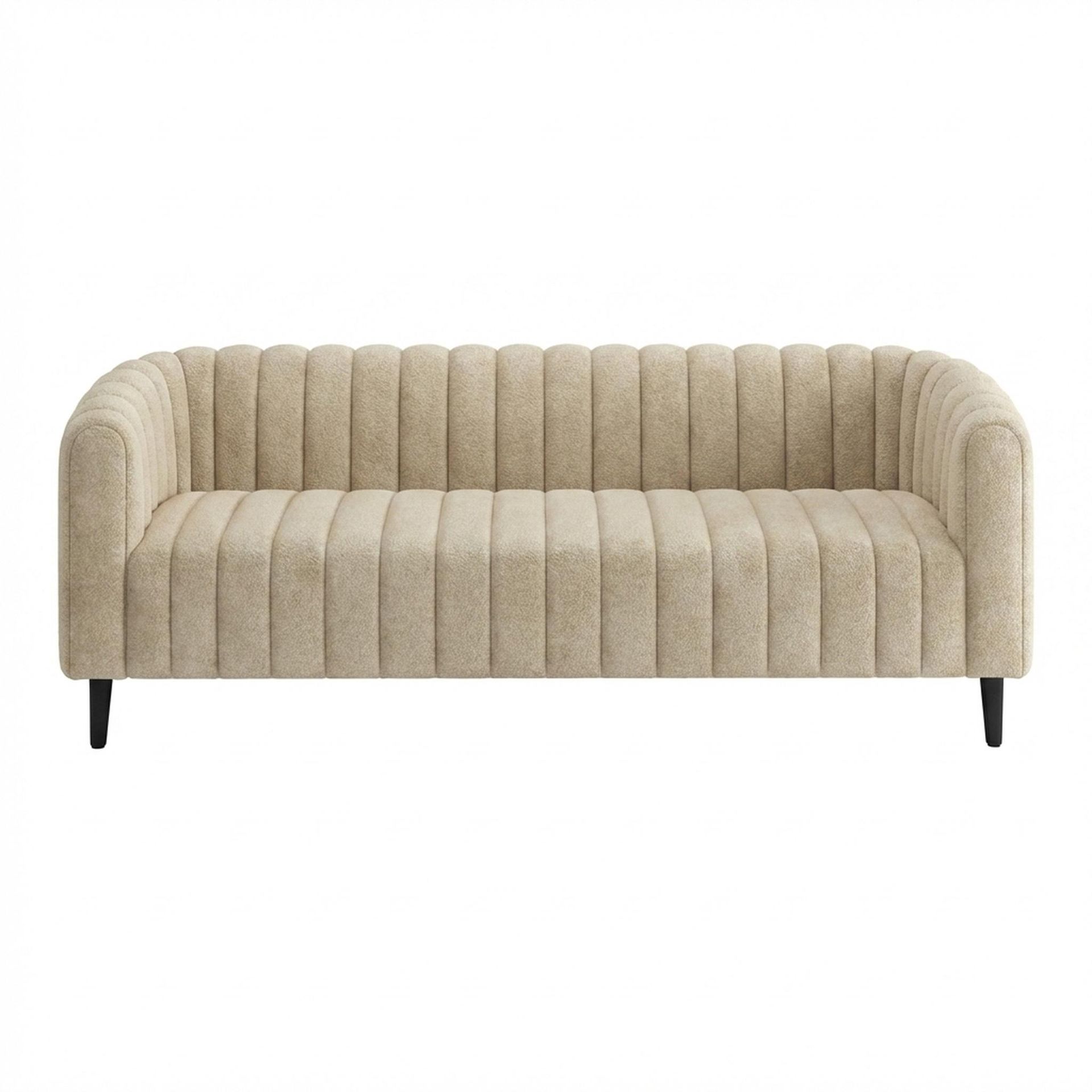 Hayden Home Premium Sydney 3 Seater Sofa, Matt Black Leg, Essential Sand Upholstery