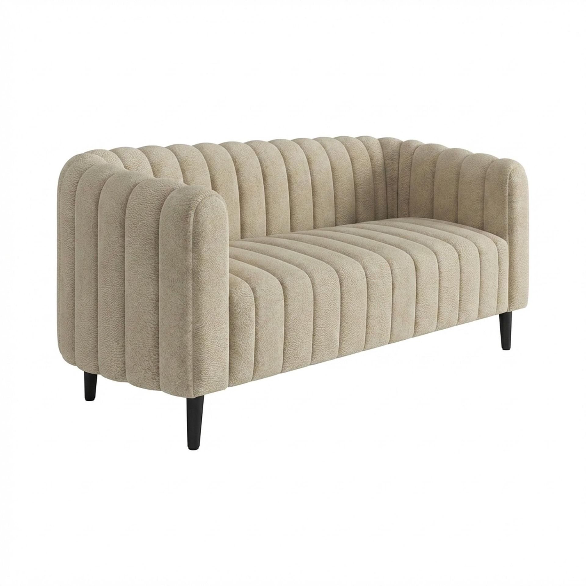 Hayden Home Premium Sydney 3 Seater Sofa, Matt Black Leg, Essential Sand Upholstery