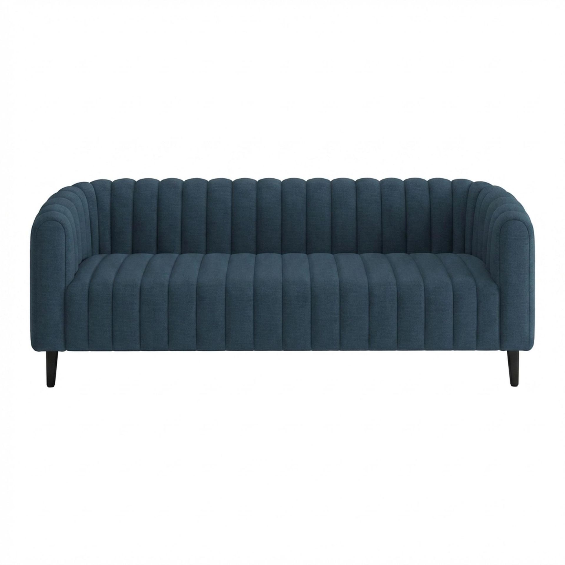 Hayden Home Premium Sydney 3 Seater Sofa, Matt Black Leg, Essential Aegean Blue Upholstery