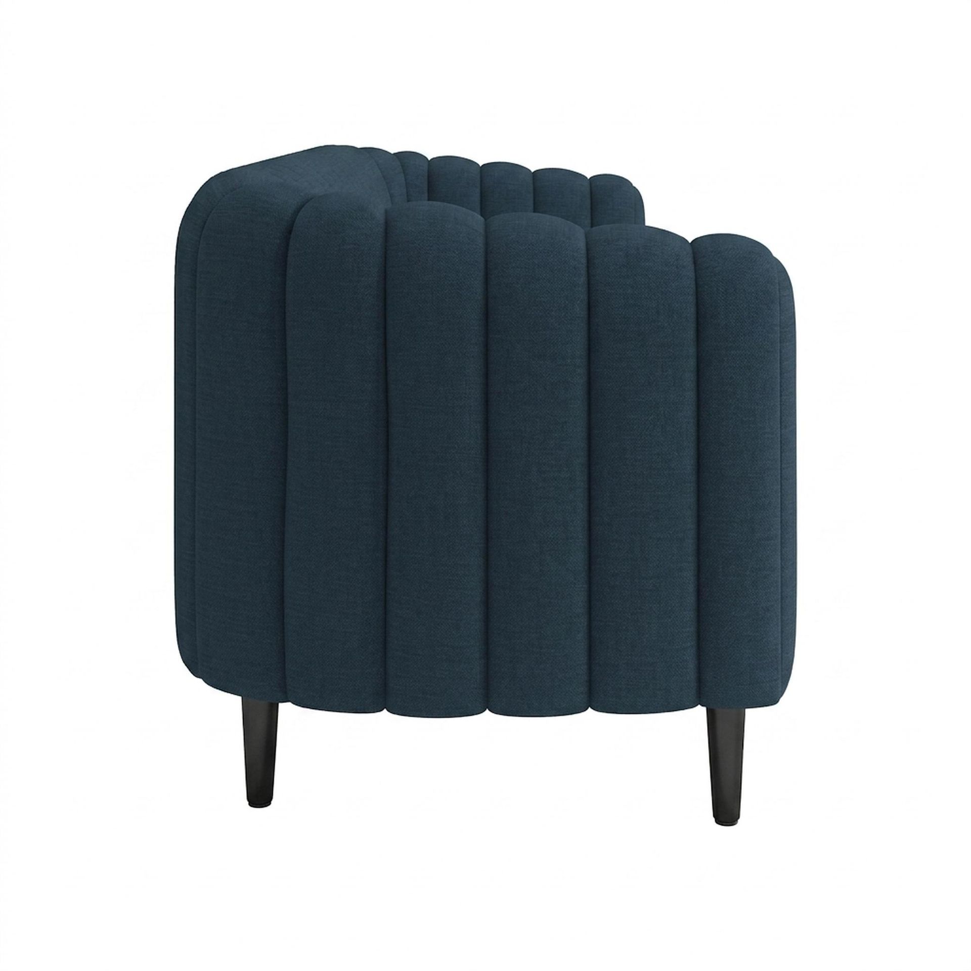Hayden Home Premium Sydney 3 Seater Sofa, Matt Black Leg, Essential Aegean Blue Upholstery