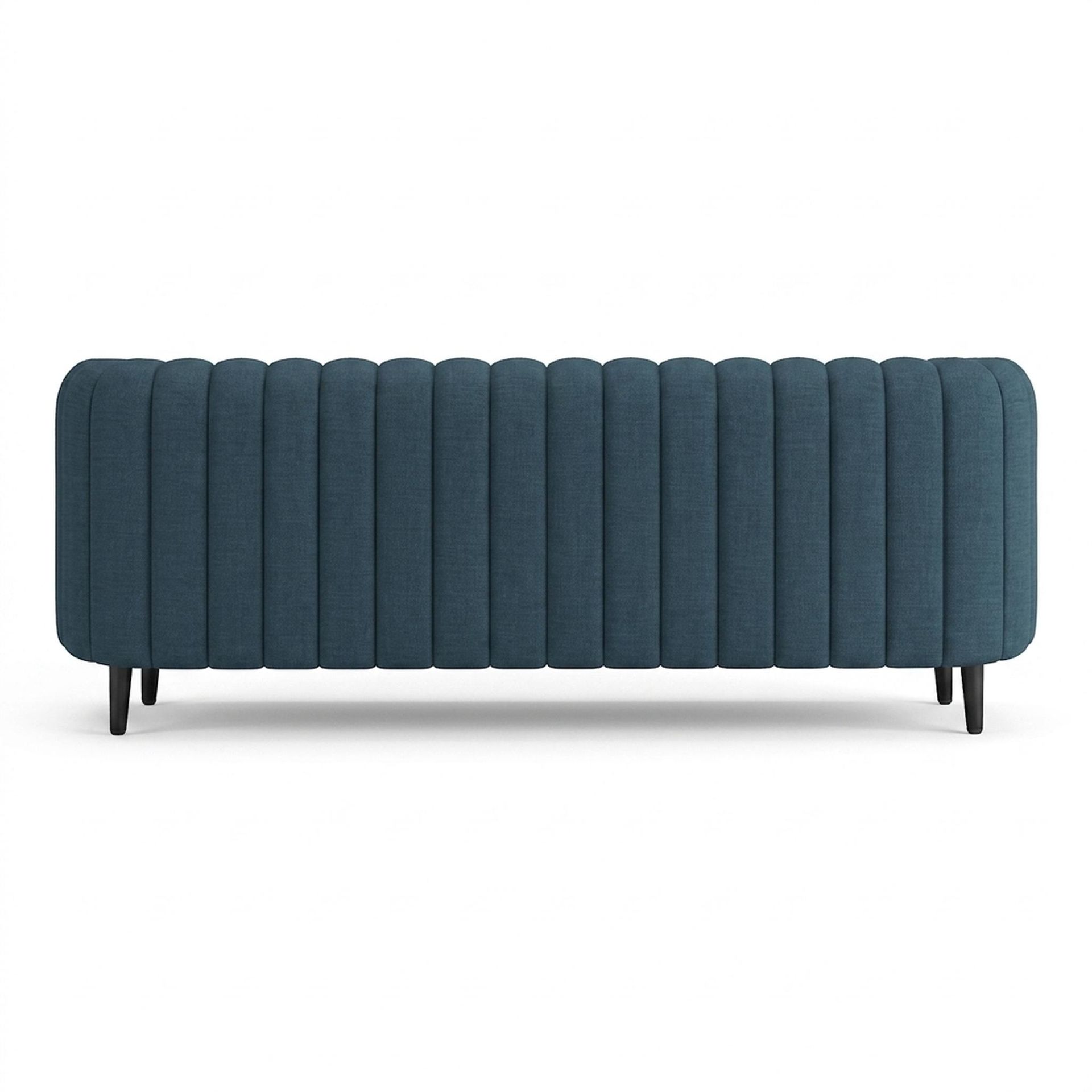 Hayden Home Premium Sydney 3 Seater Sofa, Matt Black Leg, Essential Aegean Blue Upholstery