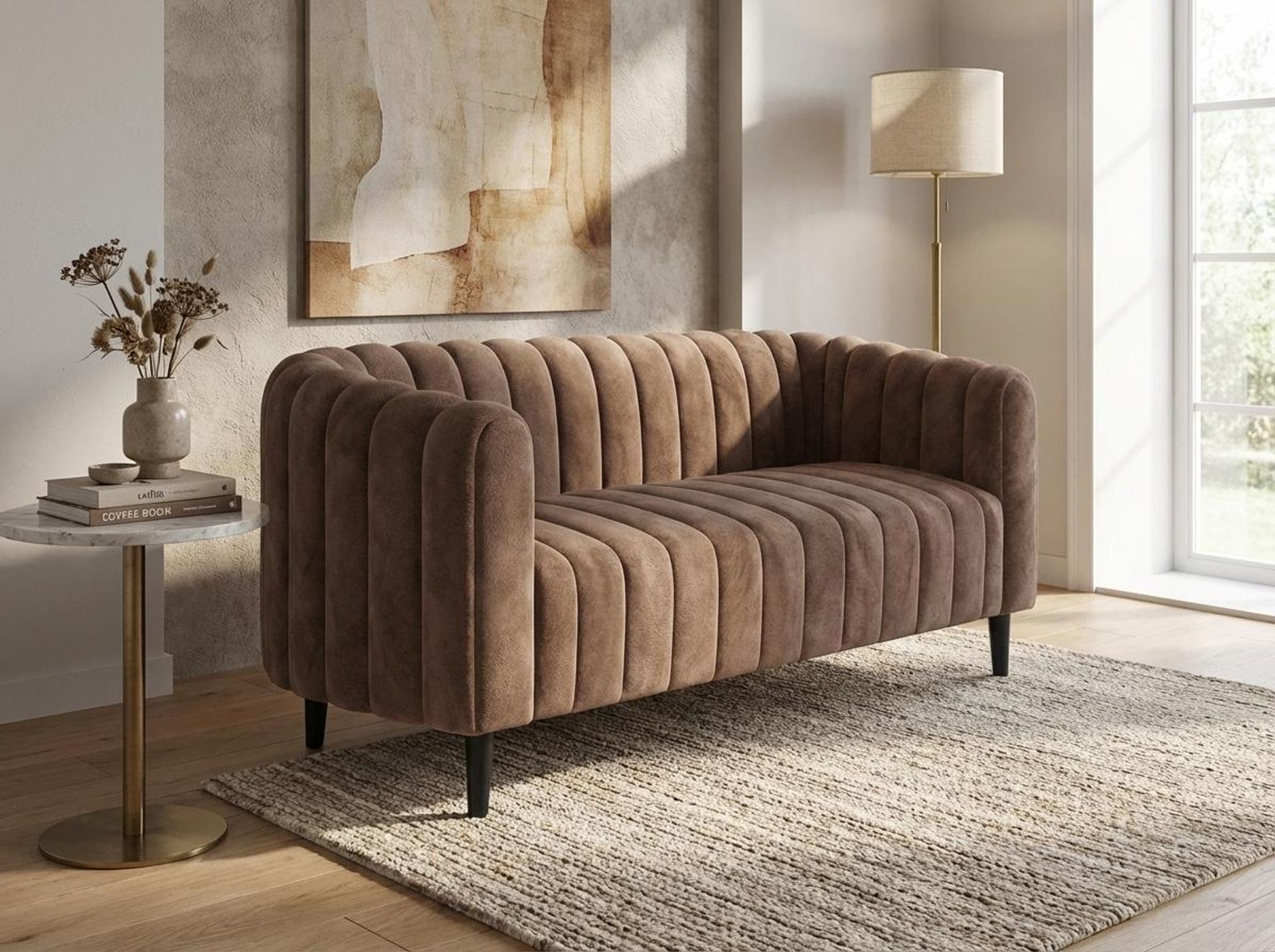 Hayden Home Premium Sydney 3 Seater Sofa, Matt Black Leg, Essential Ballet Slipper Upholstery