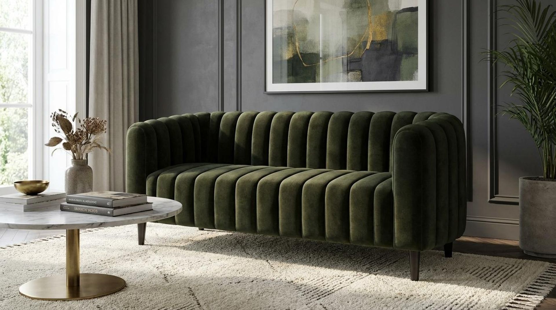 Hayden Home Premium Sydney 3 Seater Sofa, Matt Black Leg, Premium Emerald Upholstery
