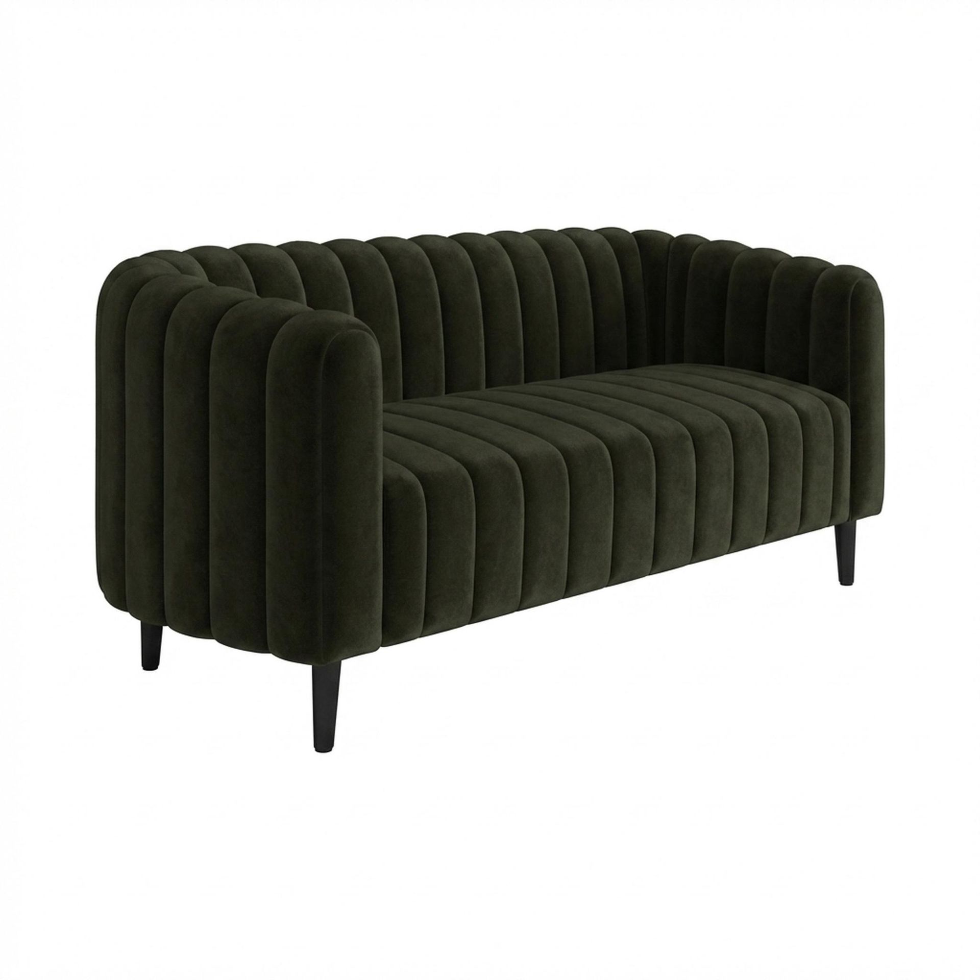 Hayden Home Premium Sydney 3 Seater Sofa, Matt Black Leg, Premium Emerald Upholstery