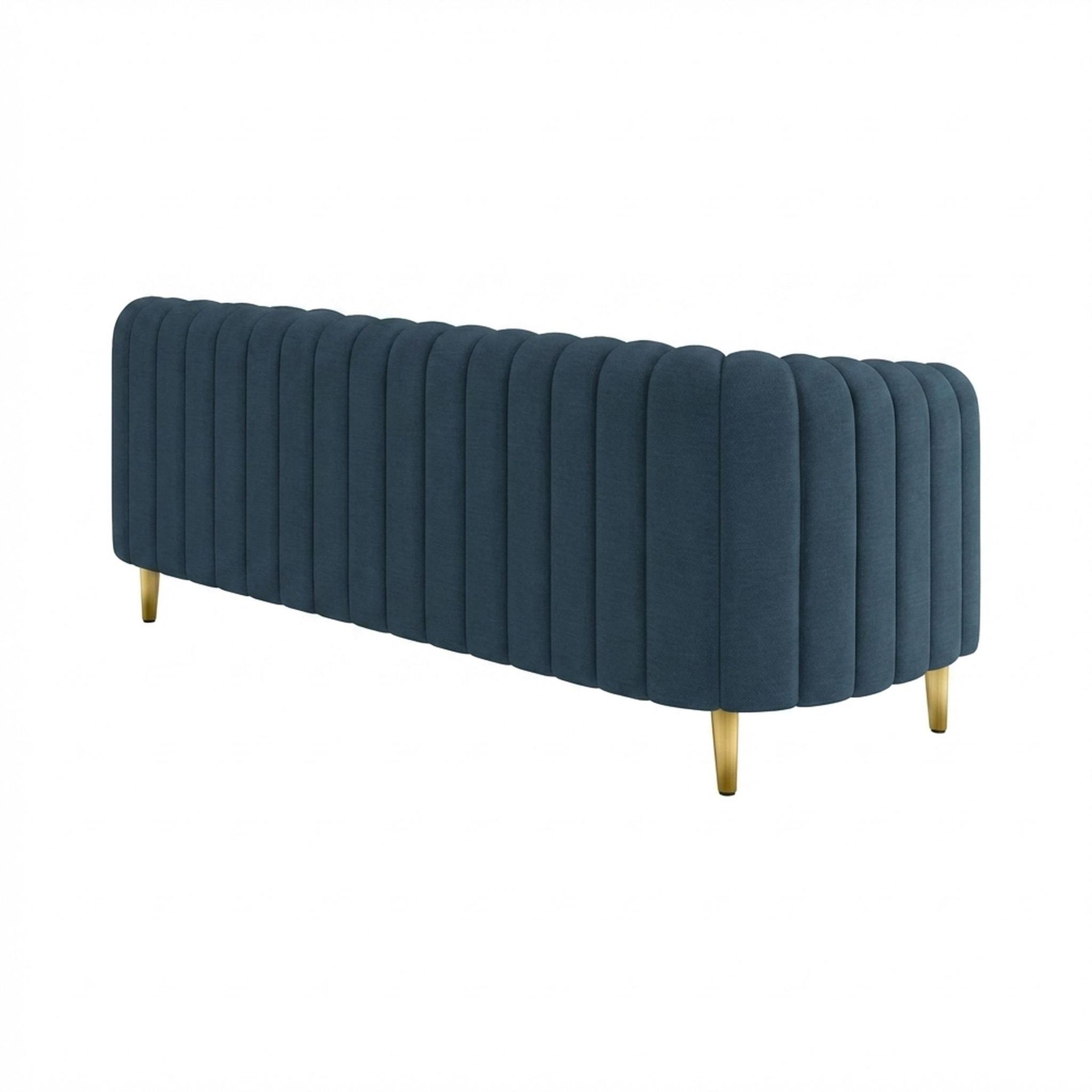 Hayden Home Premium Sydney 3 Seater Sofa, PVD Brushed Gold Leg, Essential Aegean Blue Upholstery