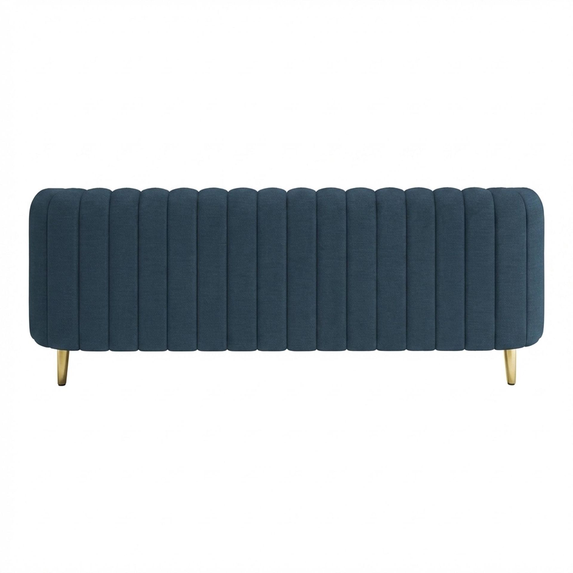 Hayden Home Premium Sydney 3 Seater Sofa, PVD Brushed Gold Leg, Essential Aegean Blue Upholstery
