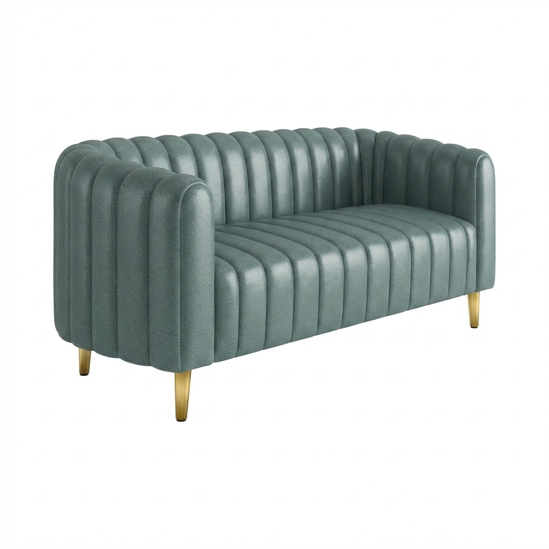 Hayden Home Premium Sydney 3 Seater Sofa, PVD Brushed Gold Leg, Premium Mint Green Upholstery