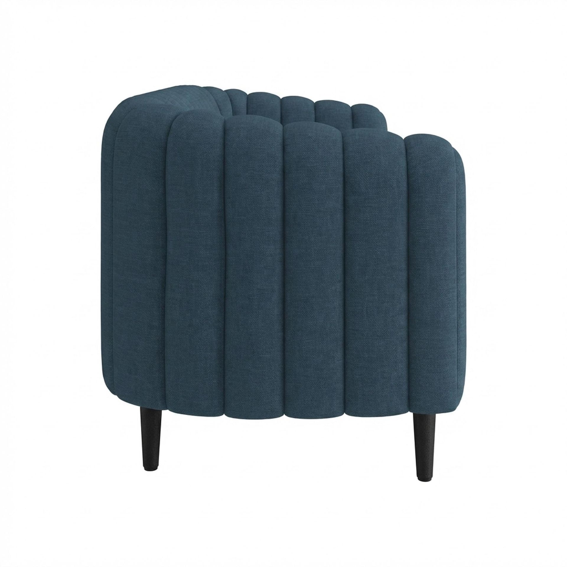 Hayden Home Premium Sydney 2 Seater Sofa, Matt Black Leg, Essential Aegean Blue Upholstery