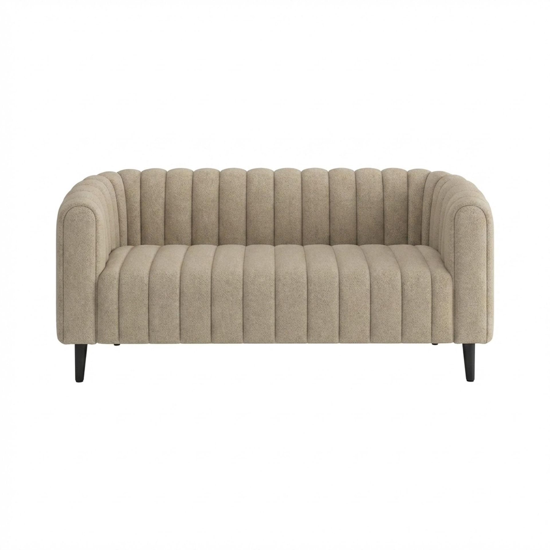 Hayden Home Premium Sydney 2 Seater Sofa, Matt Black Leg, Premium Alabaster Upholstery