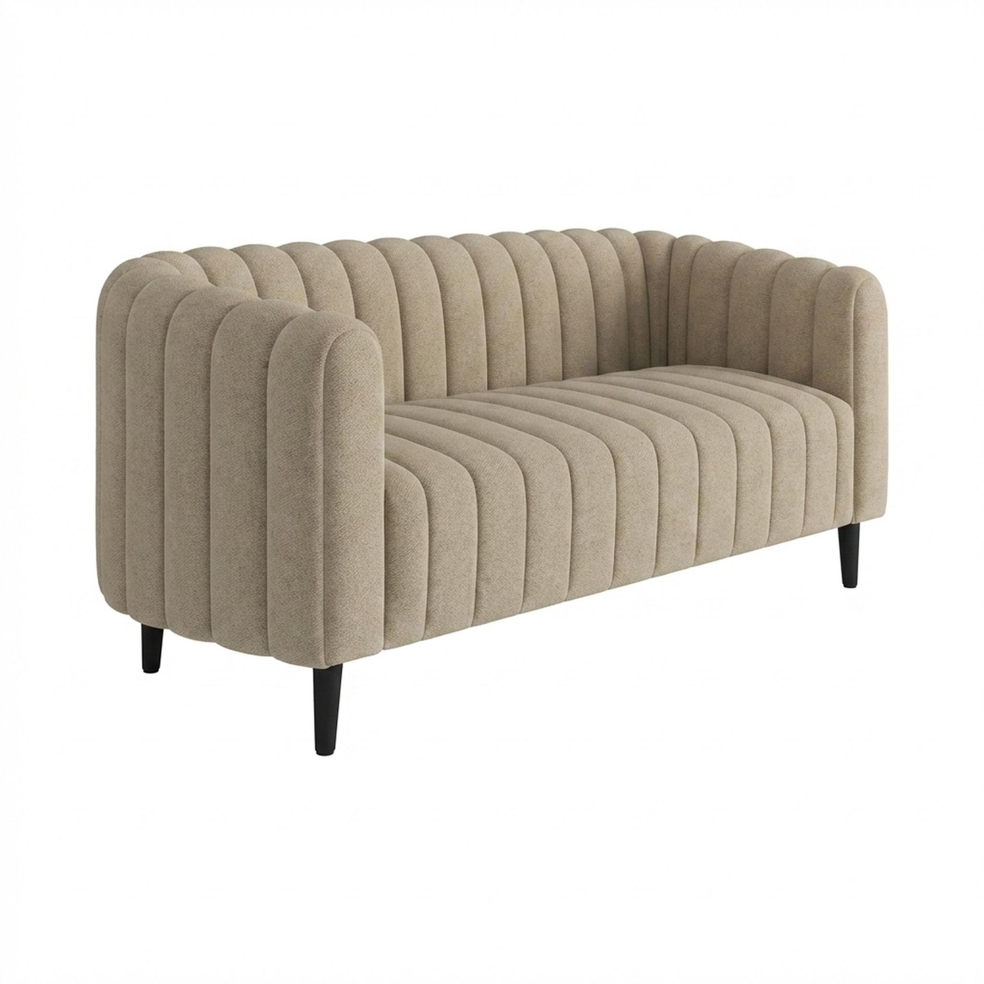 Hayden Home Premium Sydney 2 Seater Sofa, Matt Black Leg, Premium Alabaster Upholstery