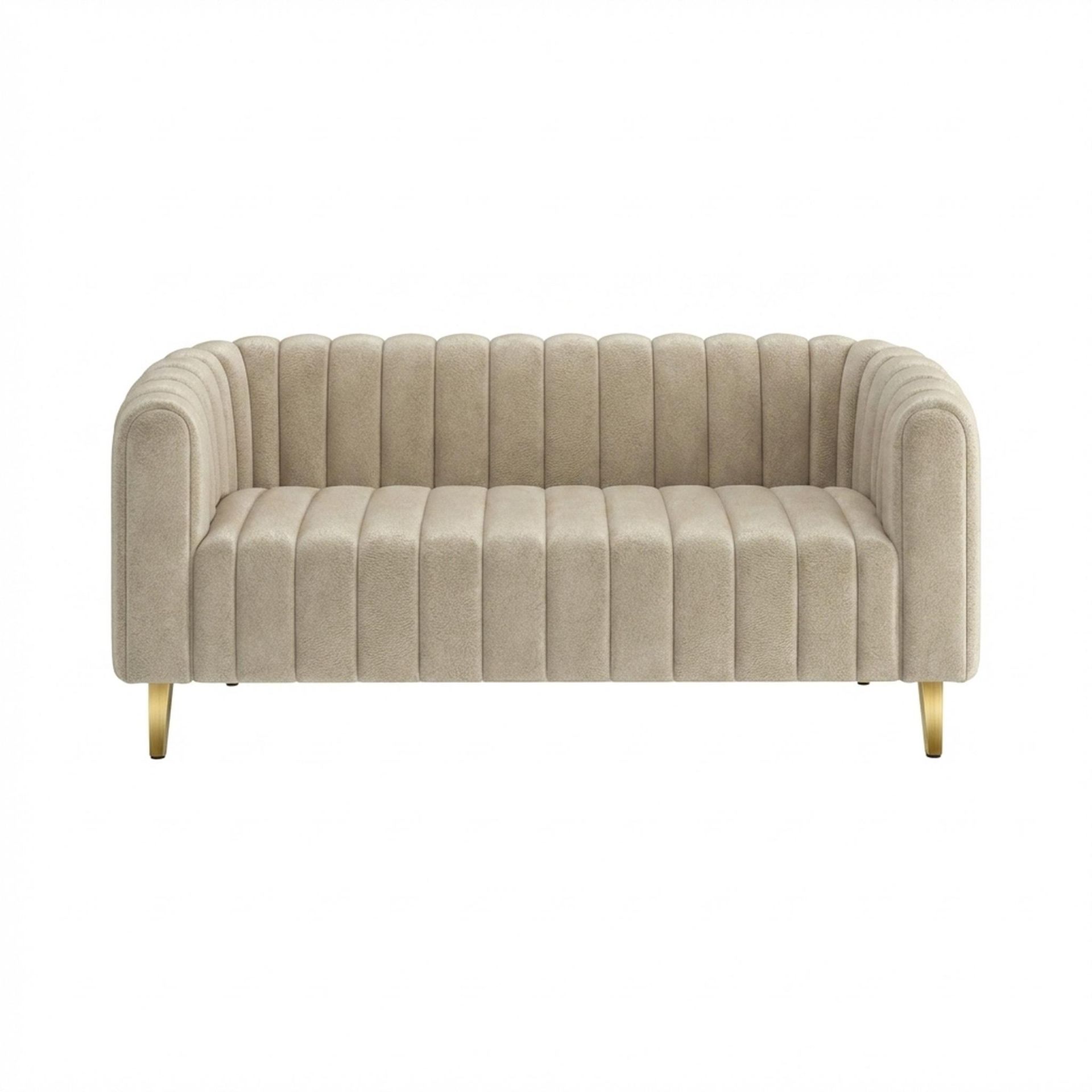 Hayden Home Premium Sydney 2 Seater Sofa, PVD Brushed Gold Leg, Essential Sand Upholstery