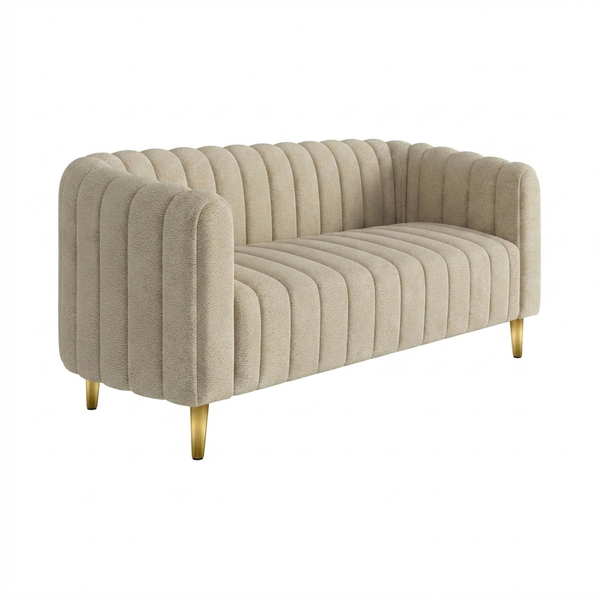 Hayden Home Premium Sydney 2 Seater Sofa, PVD Brushed Gold Leg, Essential Sand Upholstery
