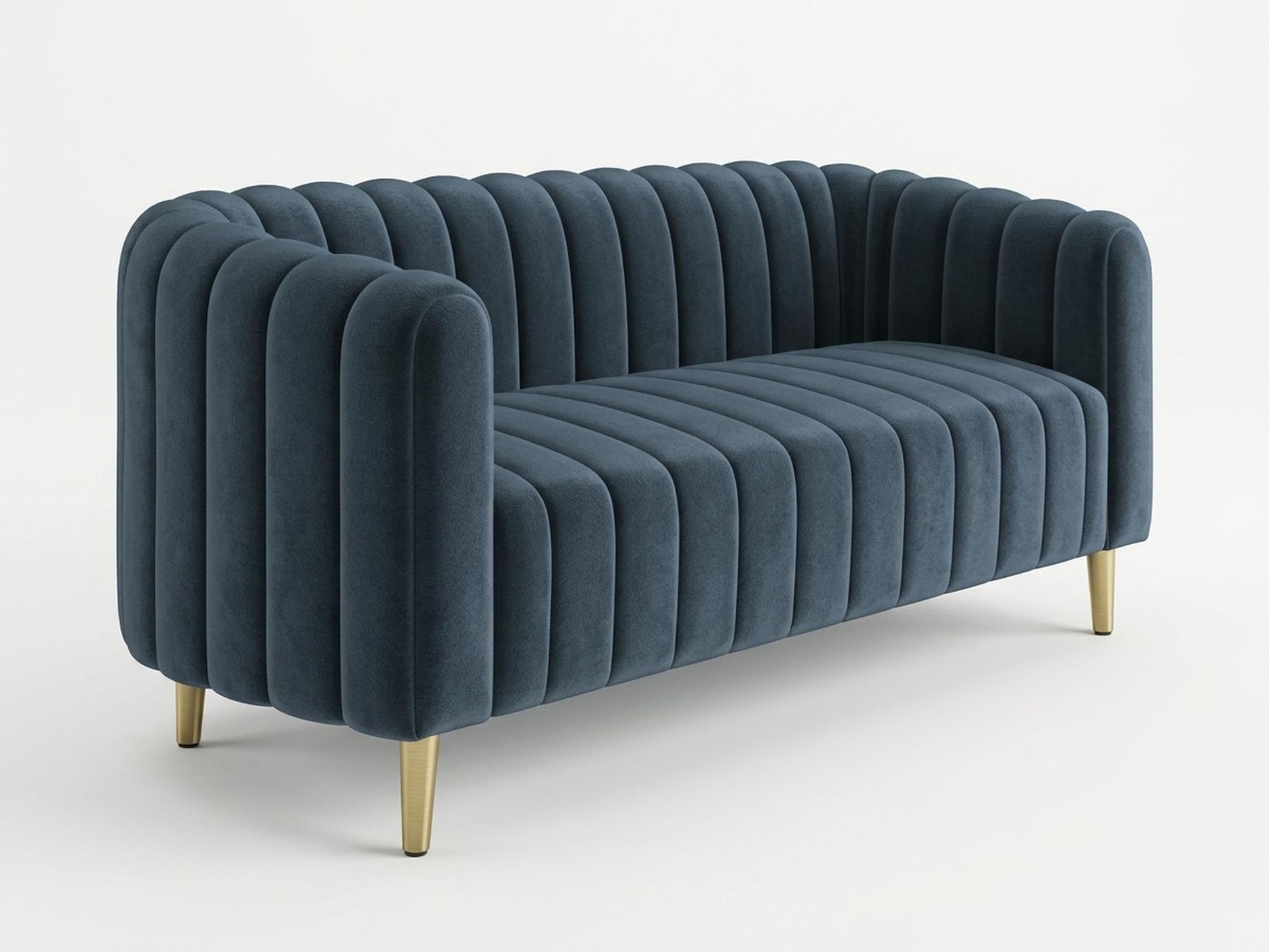 Hayden Home Premium Sydney 2 Seater Sofa, PVD Brushed Gold Leg, Essential Vintage Blue Upholstery