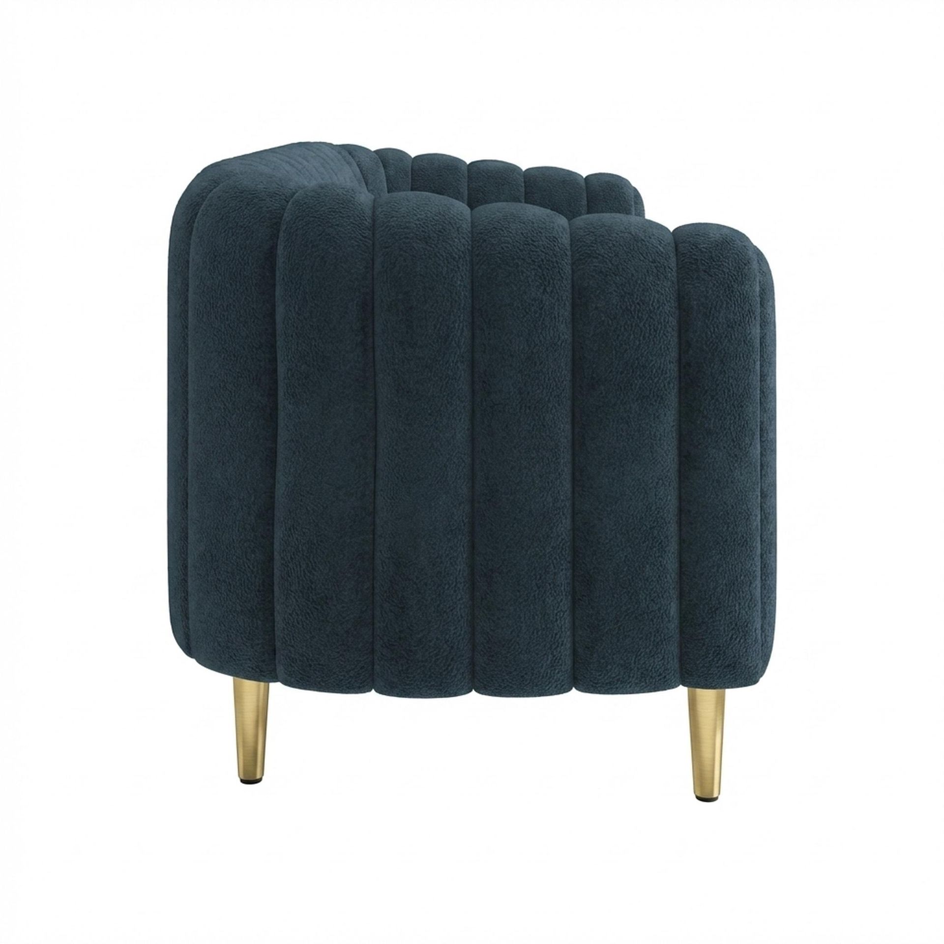 Hayden Home Premium Sydney 2 Seater Sofa, PVD Brushed Gold Leg, Essential Vintage Blue Upholstery