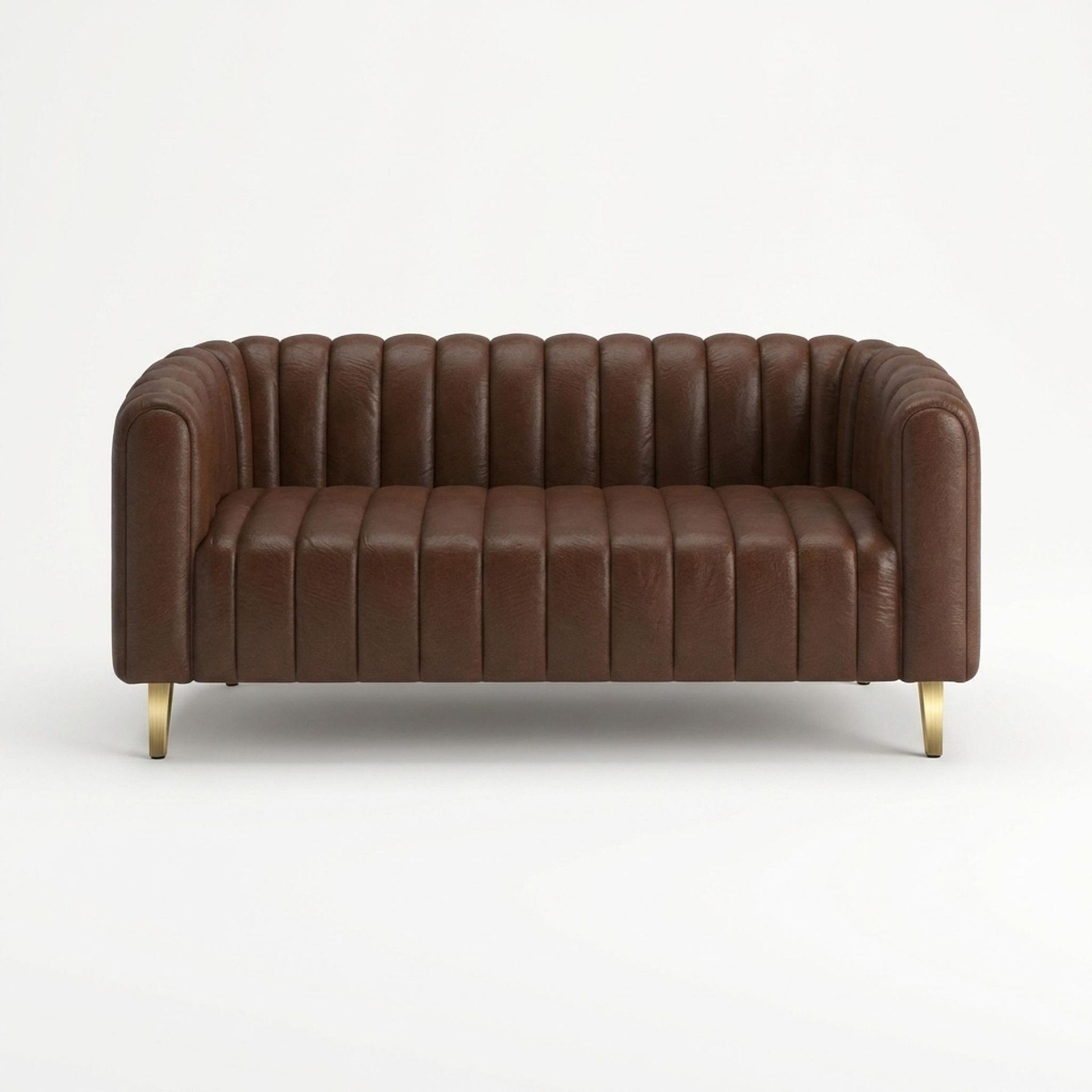 Hayden Home Premium Sydney 2 Seater Sofa, PVD Brushed Gold Leg, Premium Rust Orange Upholstery