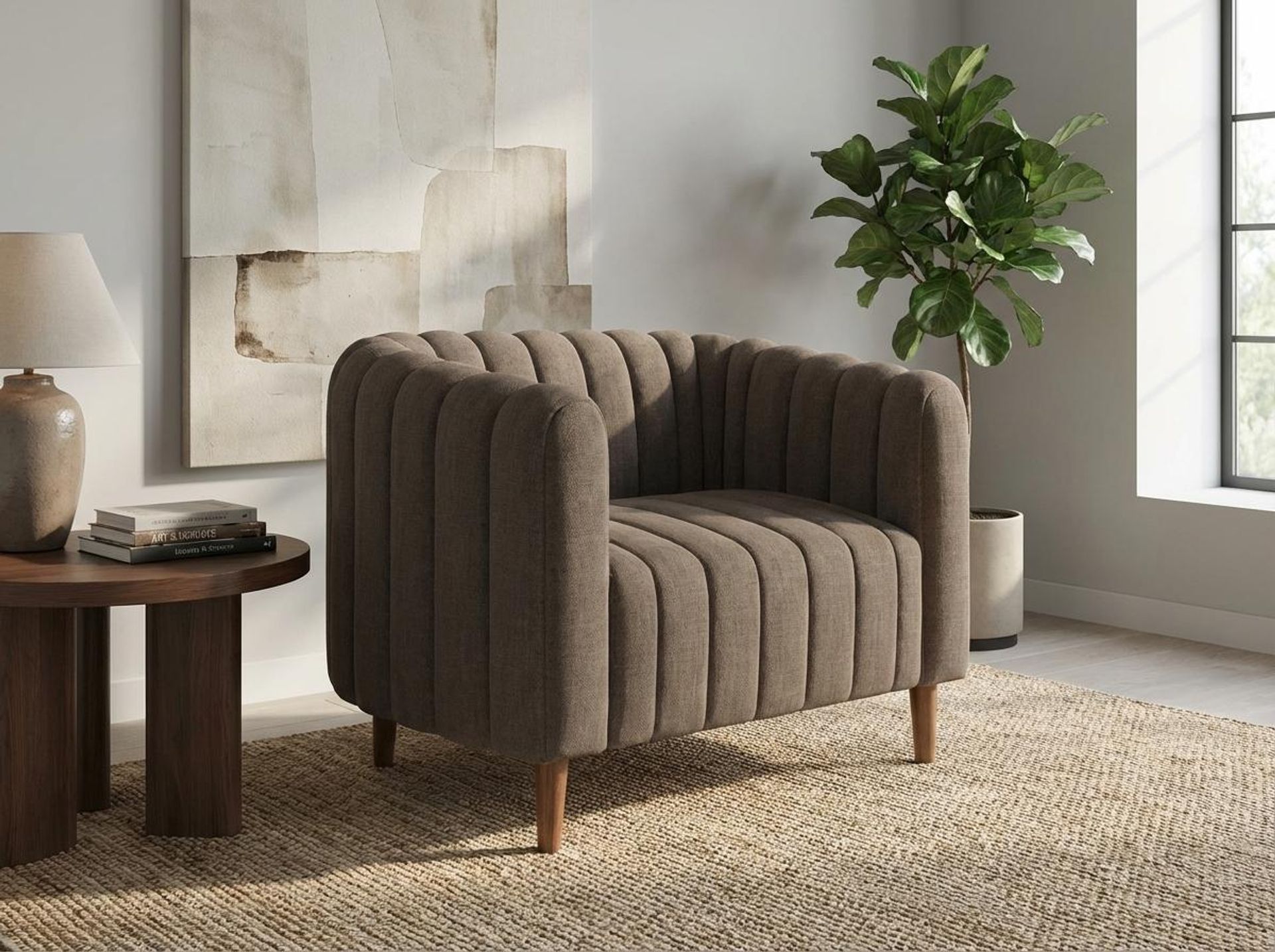 Hayden Home Premium Sydney 1 Seater Sofa, Matt Black Leg, Essential Chestnut Brown Upholstery