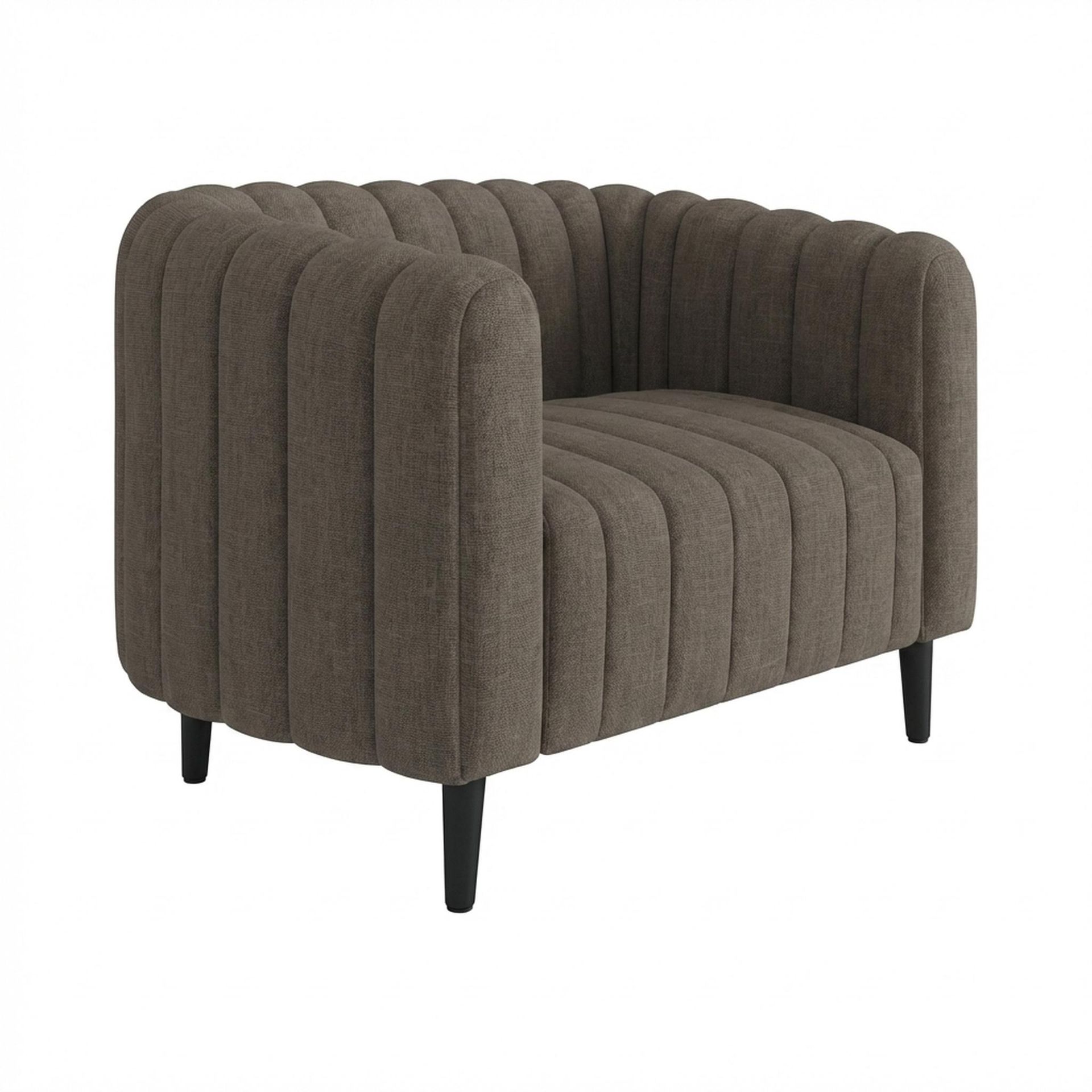 Hayden Home Premium Sydney 1 Seater Sofa, Matt Black Leg, Essential Chestnut Brown Upholstery