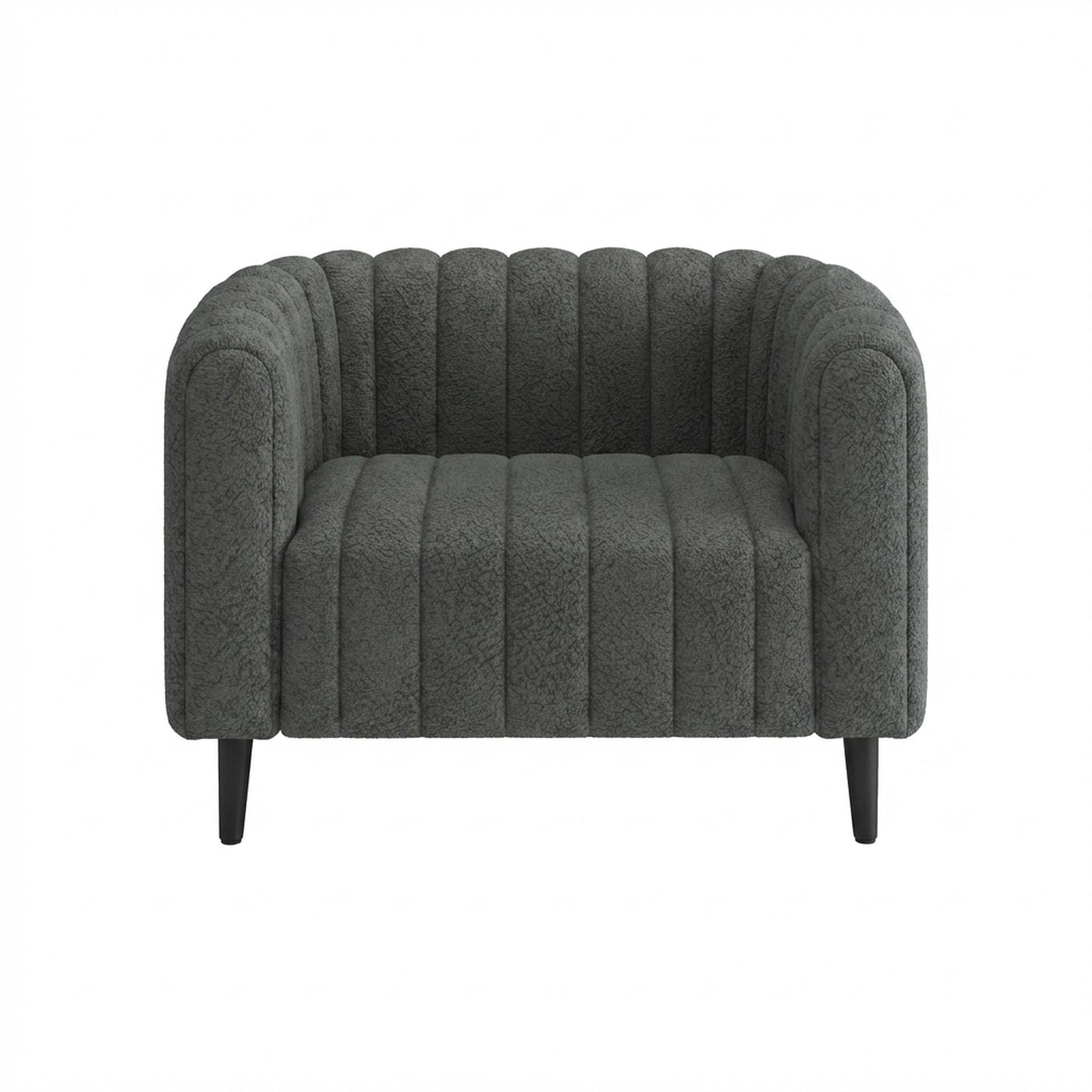 Hayden Home Premium Sydney 1 Seater Sofa, Matt Black Leg, Essential Frost Upholstery