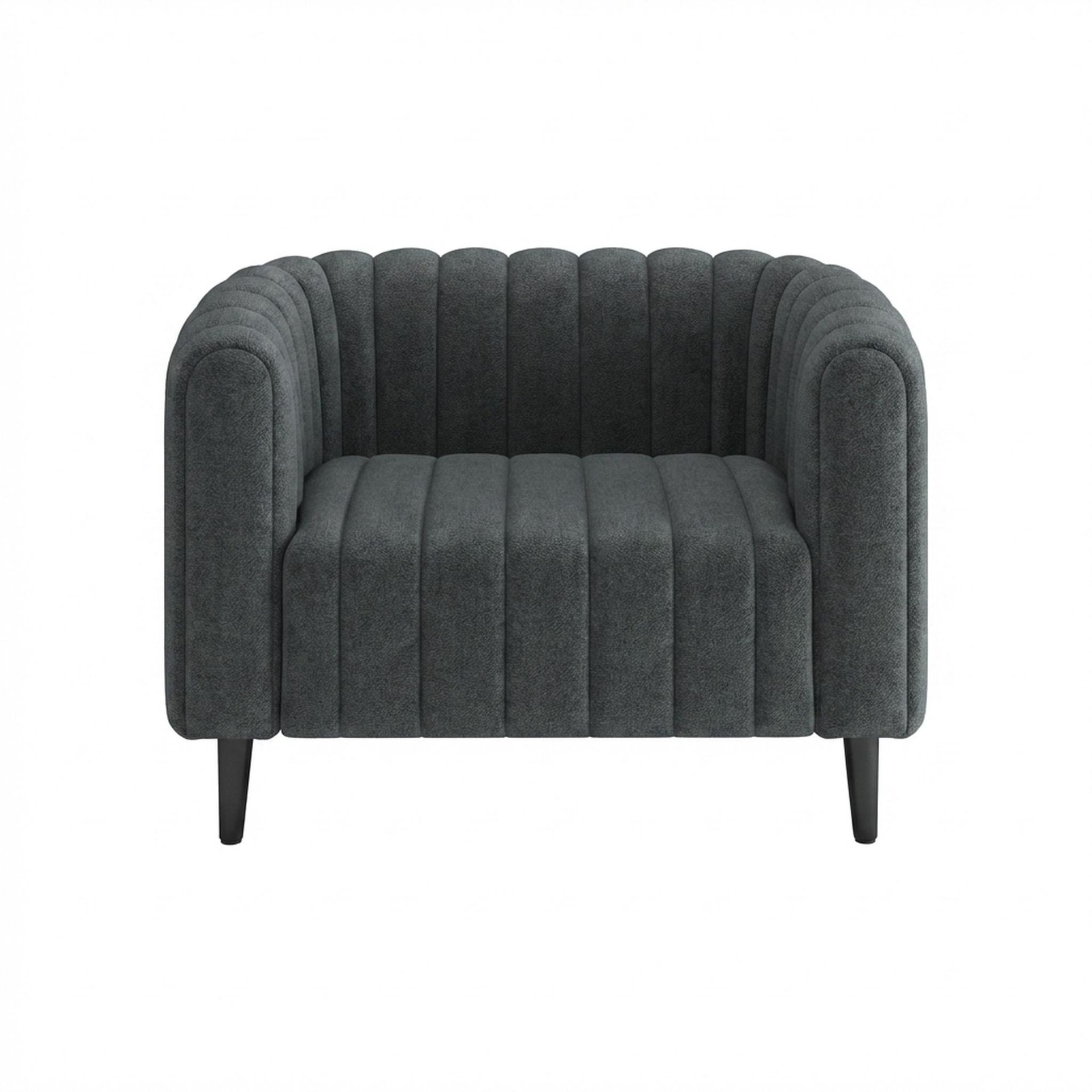 Hayden Home Premium Sydney 1 Seater Sofa, Matt Black Leg, Premium Fog Grey Upholstery