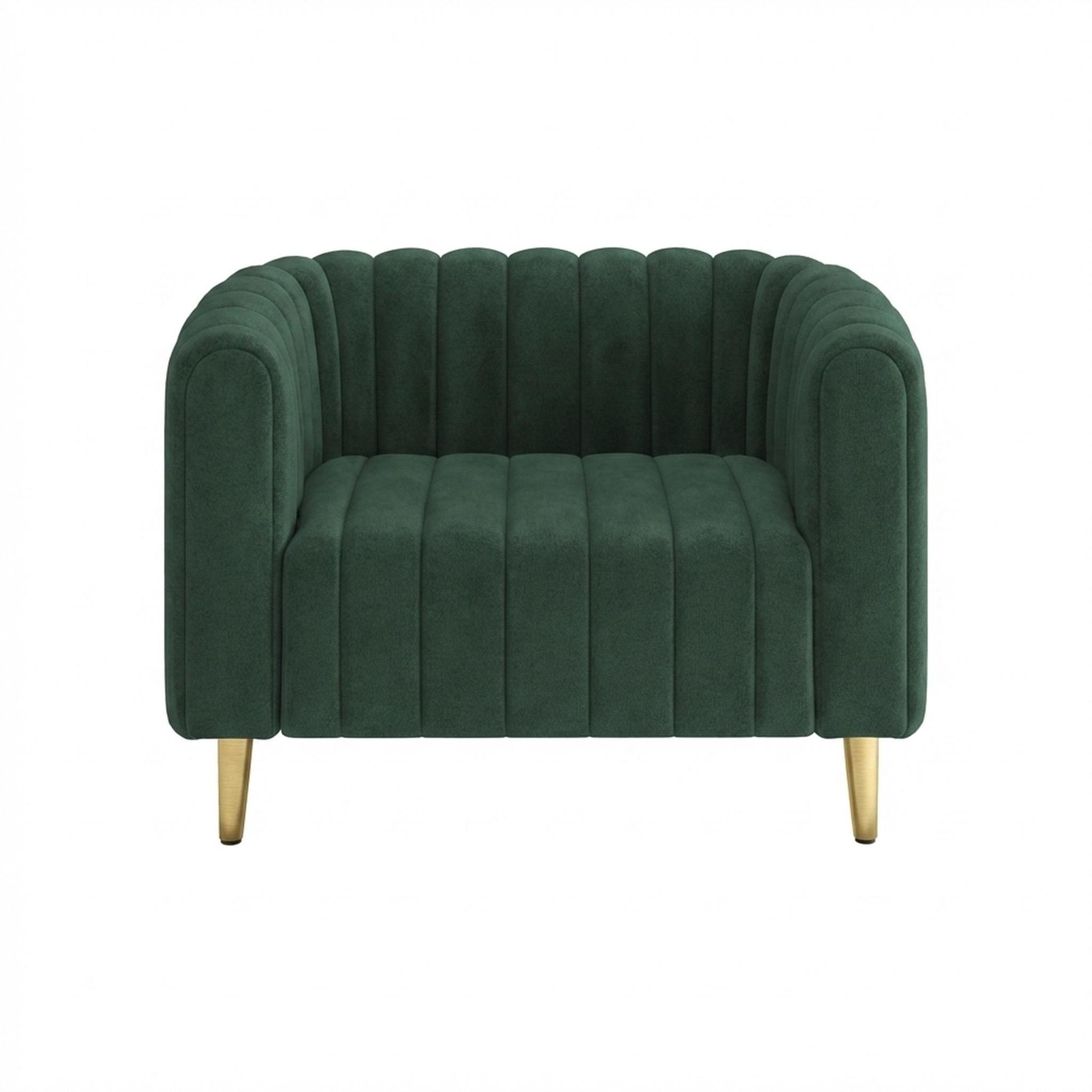 Hayden Home Premium Sydney 1 Seater Sofa, PVD Brushed Gold Leg, Premium Powder Green Upholstery