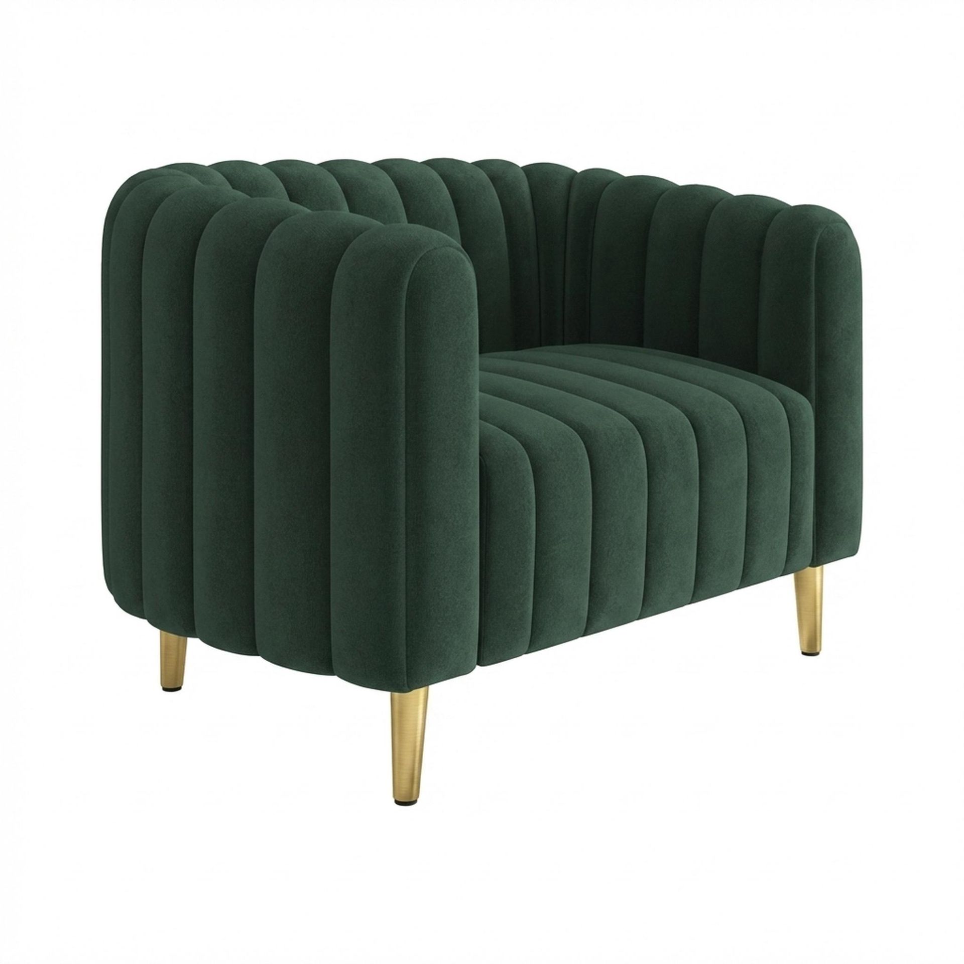 Hayden Home Premium Sydney 1 Seater Sofa, PVD Brushed Gold Leg, Premium Powder Green Upholstery