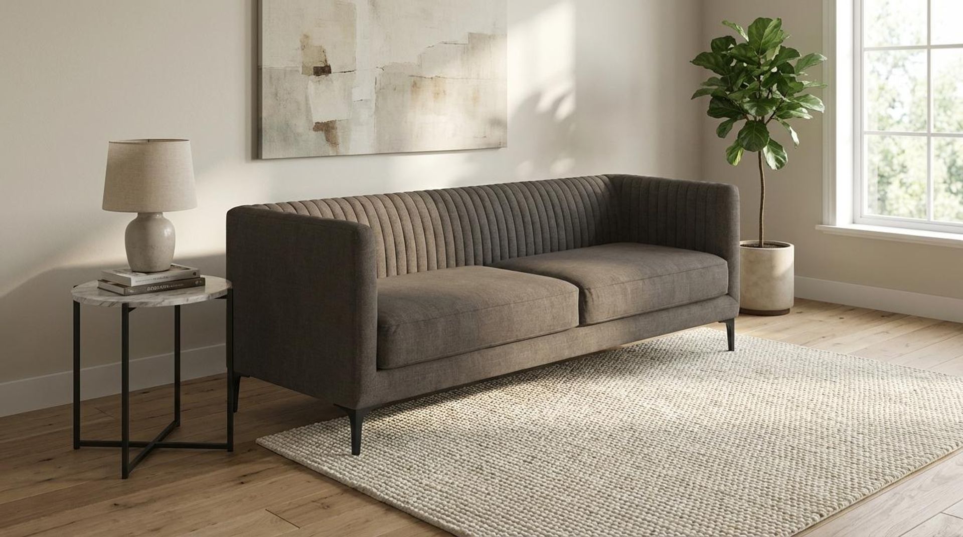 Hayden Home Premium Tokyo 3 Seater Sofa, Matt Black Leg, Essential Chestnut Brown Upholstery