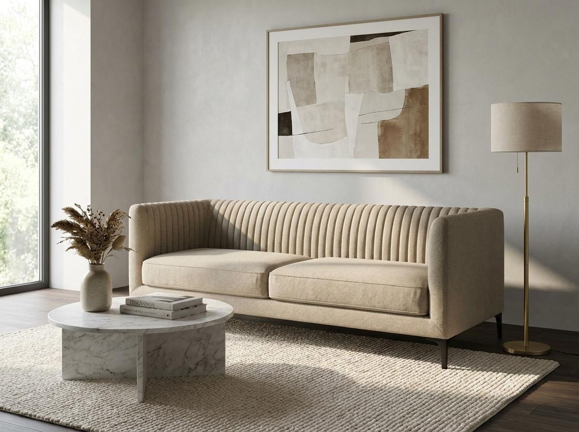 Hayden Home Premium Tokyo 3 Seater Sofa, Matt Black Leg, Premium Alabaster Upholstery