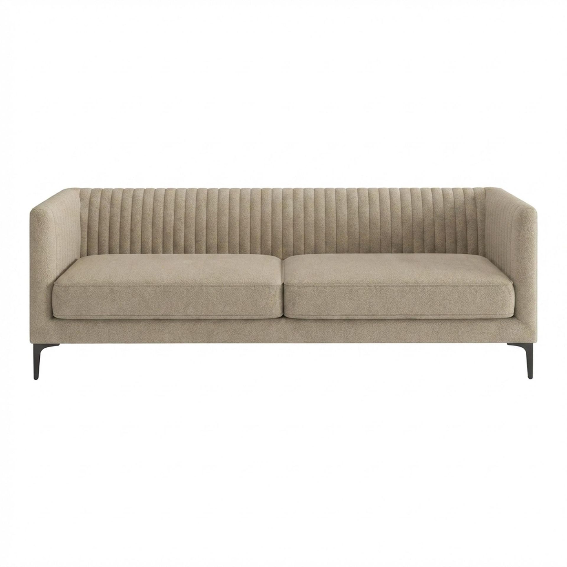 Hayden Home Premium Tokyo 3 Seater Sofa, Matt Black Leg, Premium Alabaster Upholstery