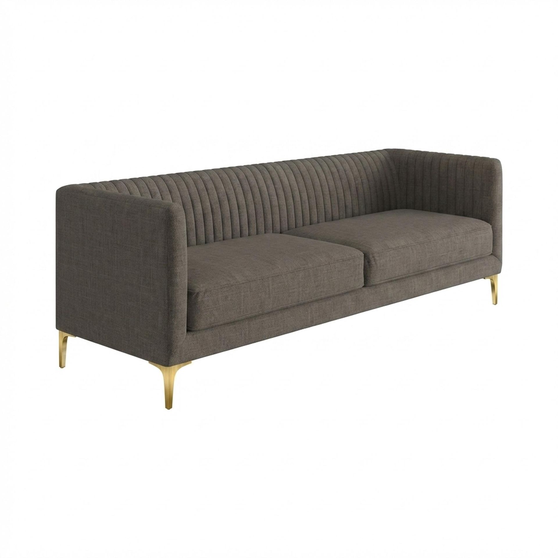 Hayden Home Premium Tokyo 3 Seater Sofa, PVD Brushed Gold Leg, Essential Chestnut Brown Upholstery