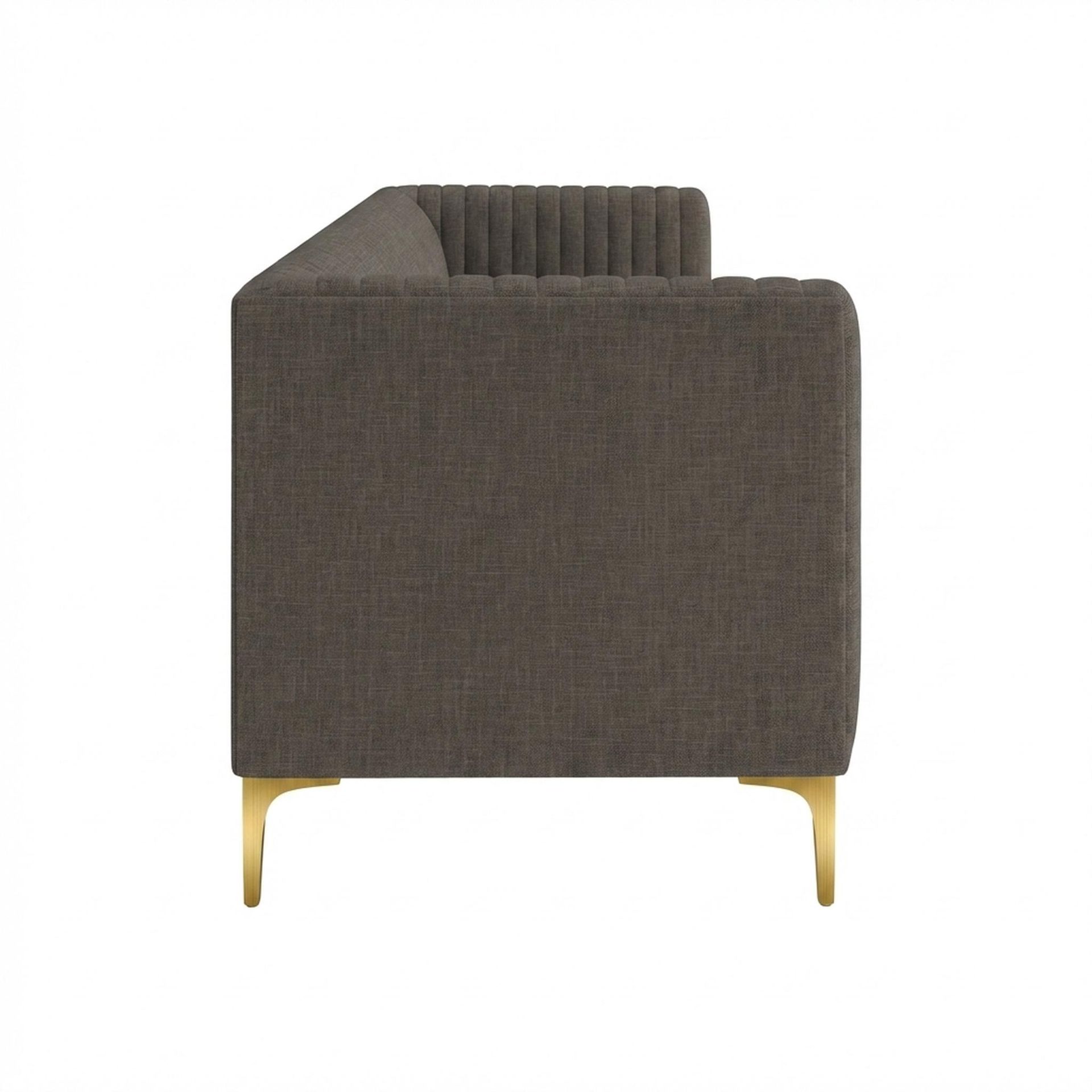 Hayden Home Premium Tokyo 3 Seater Sofa, PVD Brushed Gold Leg, Essential Chestnut Brown Upholstery