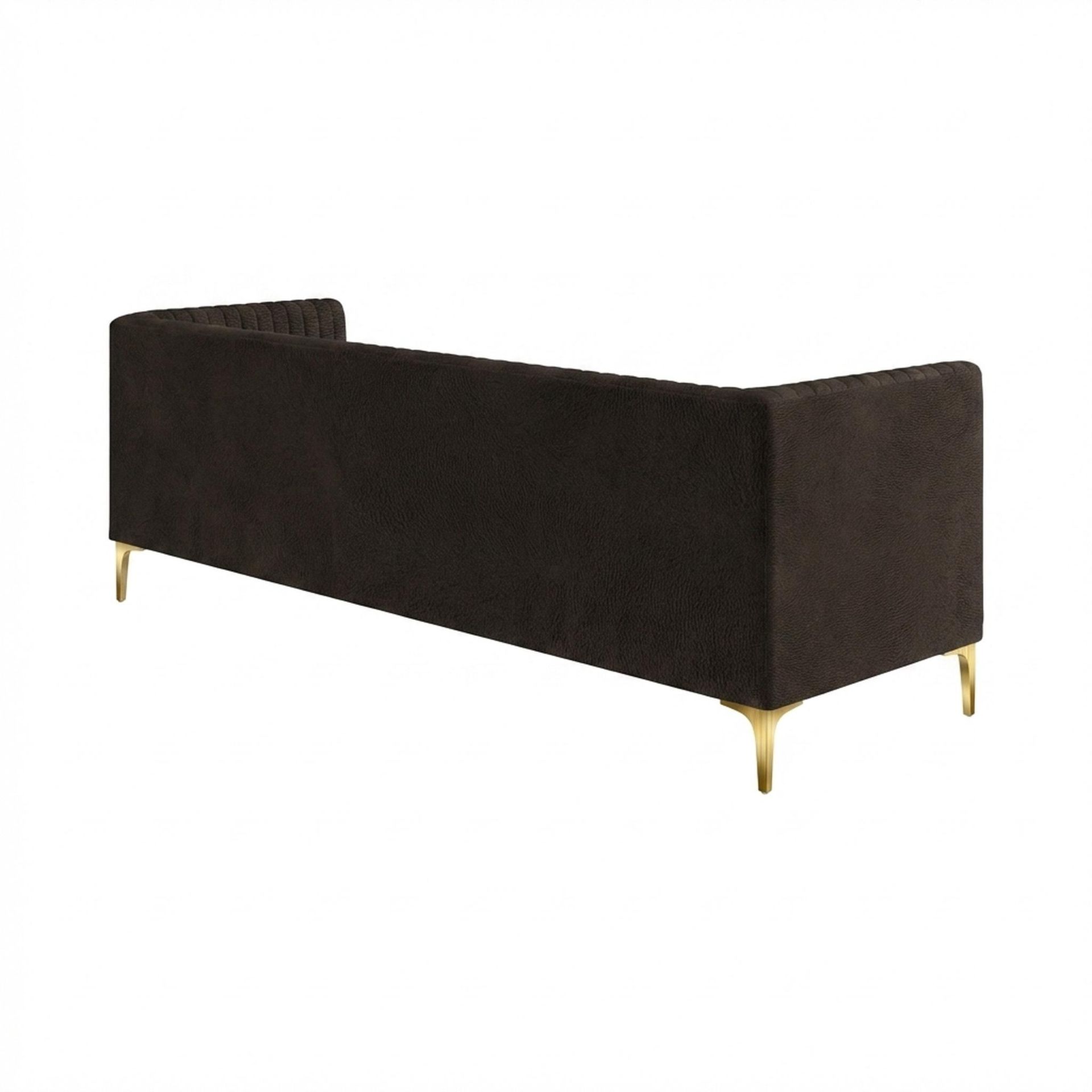 Hayden Home Premium Tokyo 3 Seater Sofa, PVD Brushed Gold Leg, Essential Beige Brown Upholstery