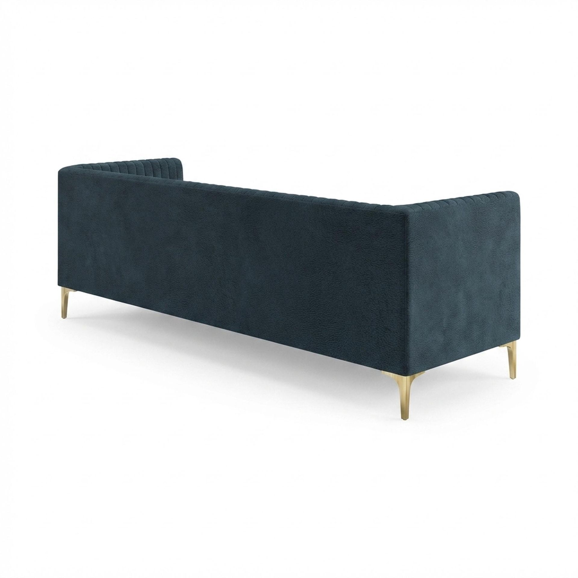Hayden Home Premium Tokyo 3 Seater Sofa, PVD Brushed Gold Leg, Essential Vintage Blue Upholstery