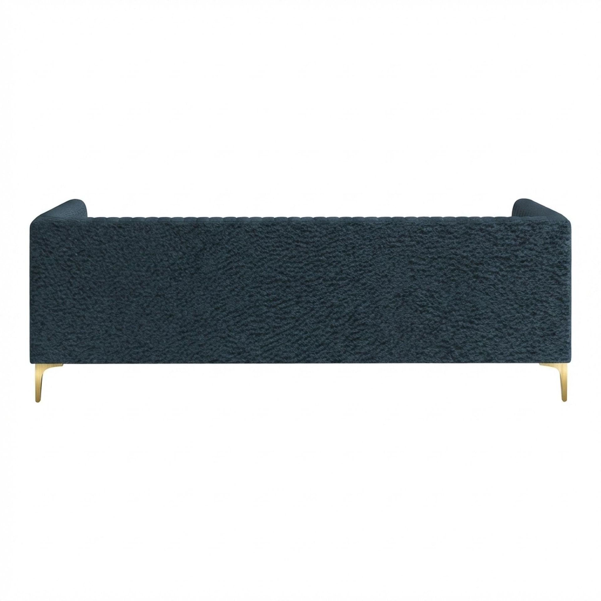 Hayden Home Premium Tokyo 3 Seater Sofa, PVD Brushed Gold Leg, Essential Vintage Blue Upholstery