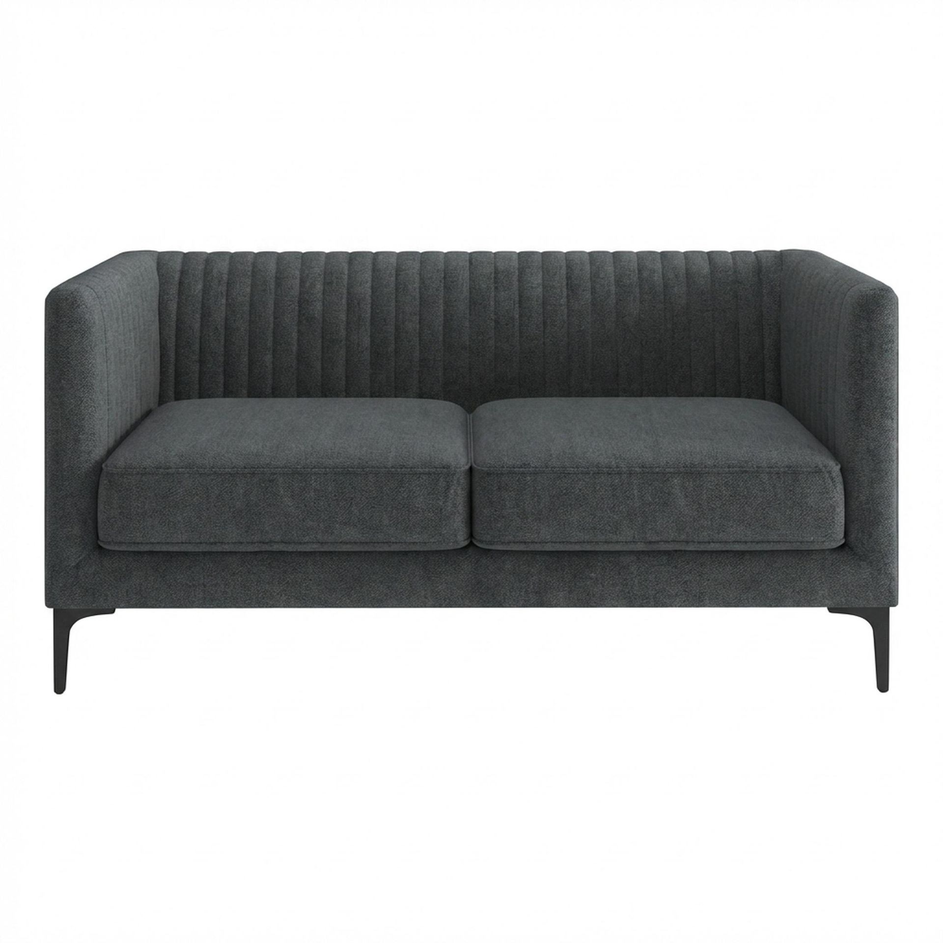 Hayden Home Premium Tokyo 2 Seater Sofa, Matt Black Leg, Premium Fog Grey Upholstery