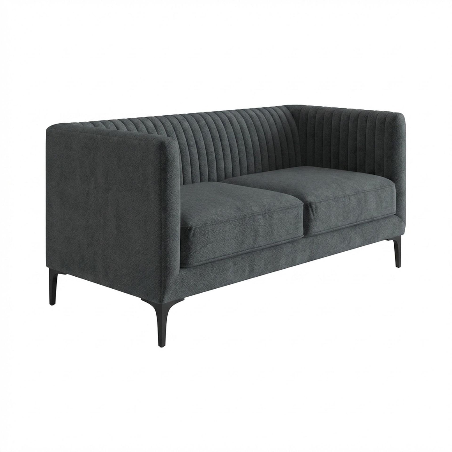 Hayden Home Premium Tokyo 2 Seater Sofa, Matt Black Leg, Premium Fog Grey Upholstery