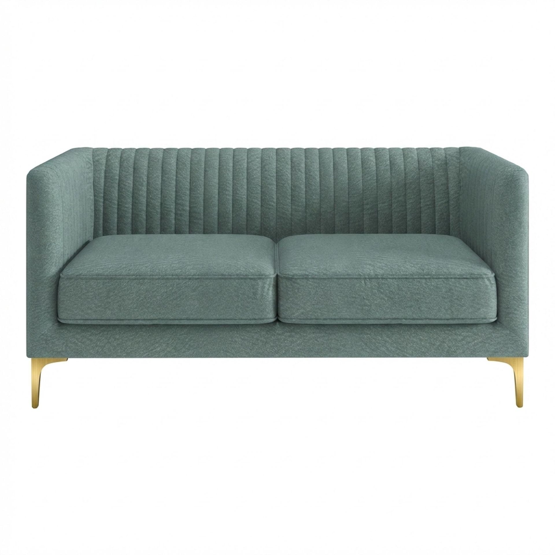 Hayden Home Premium Tokyo 2 Seater Sofa, PVD Brushed Gold Leg, Premium Mint Green Upholstery