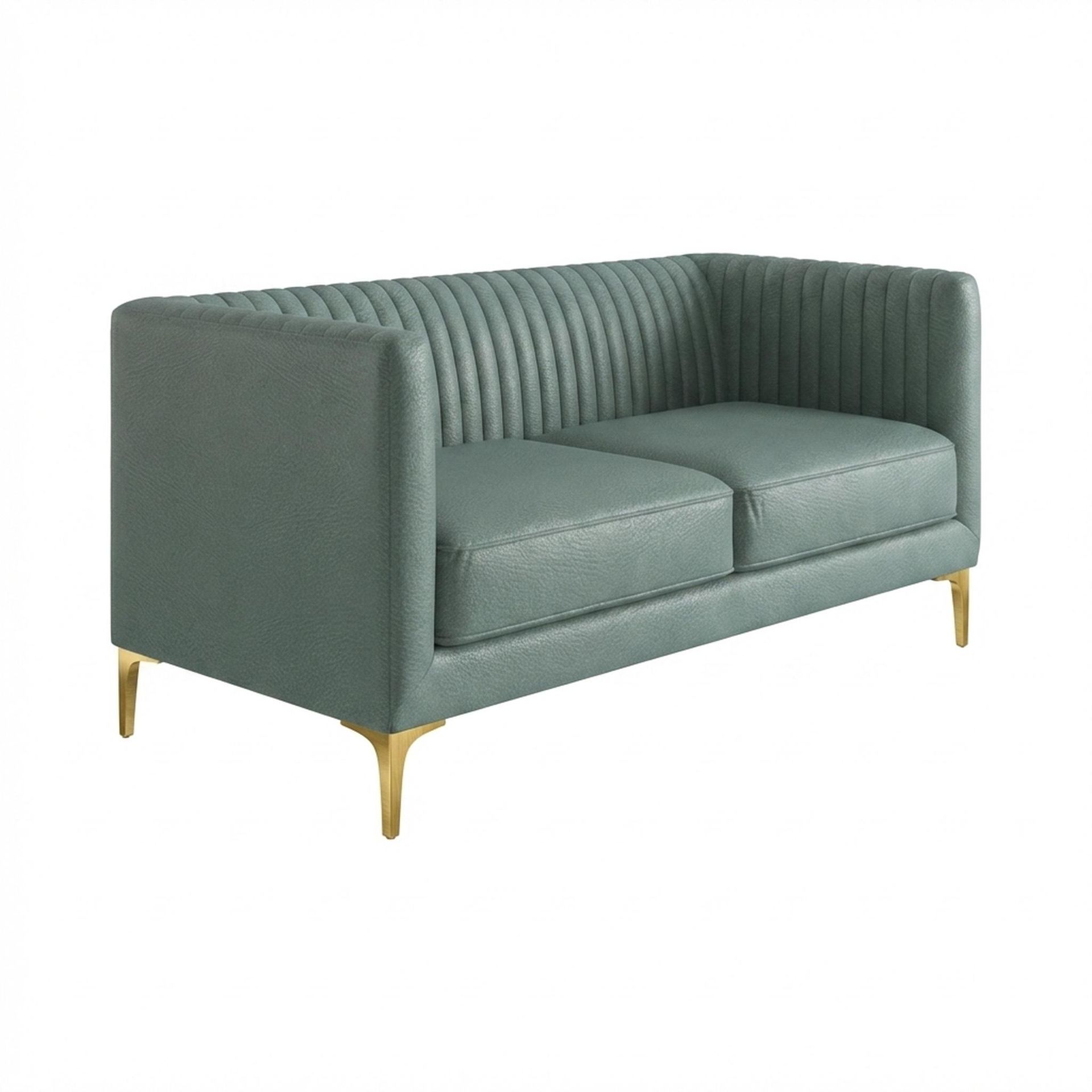 Hayden Home Premium Tokyo 2 Seater Sofa, PVD Brushed Gold Leg, Premium Mint Green Upholstery