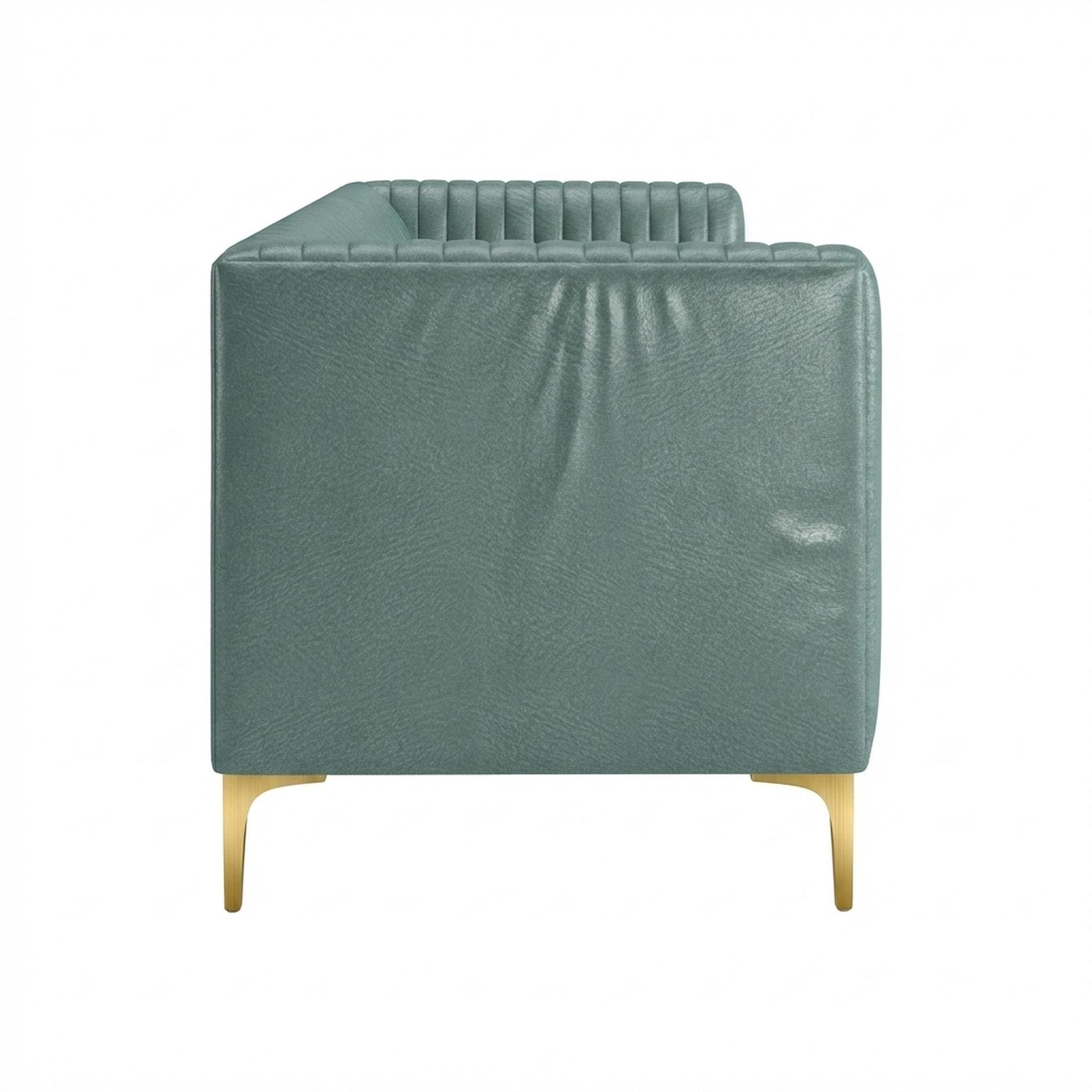 Hayden Home Premium Tokyo 2 Seater Sofa, PVD Brushed Gold Leg, Premium Mint Green Upholstery