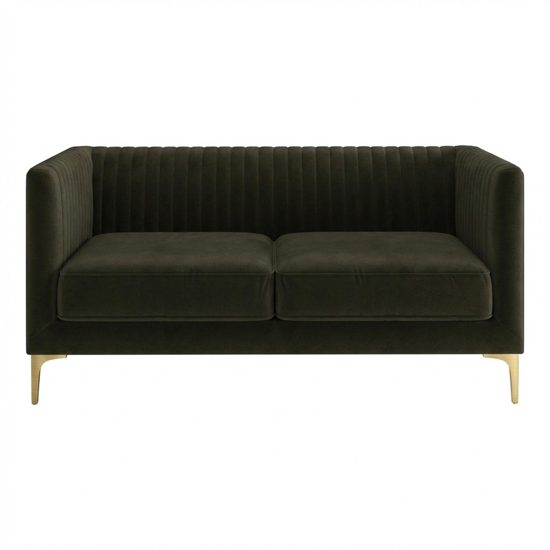 Hayden Home Premium Tokyo 2 Seater Sofa, PVD Brushed Gold Leg, Premium Emerald Upholstery