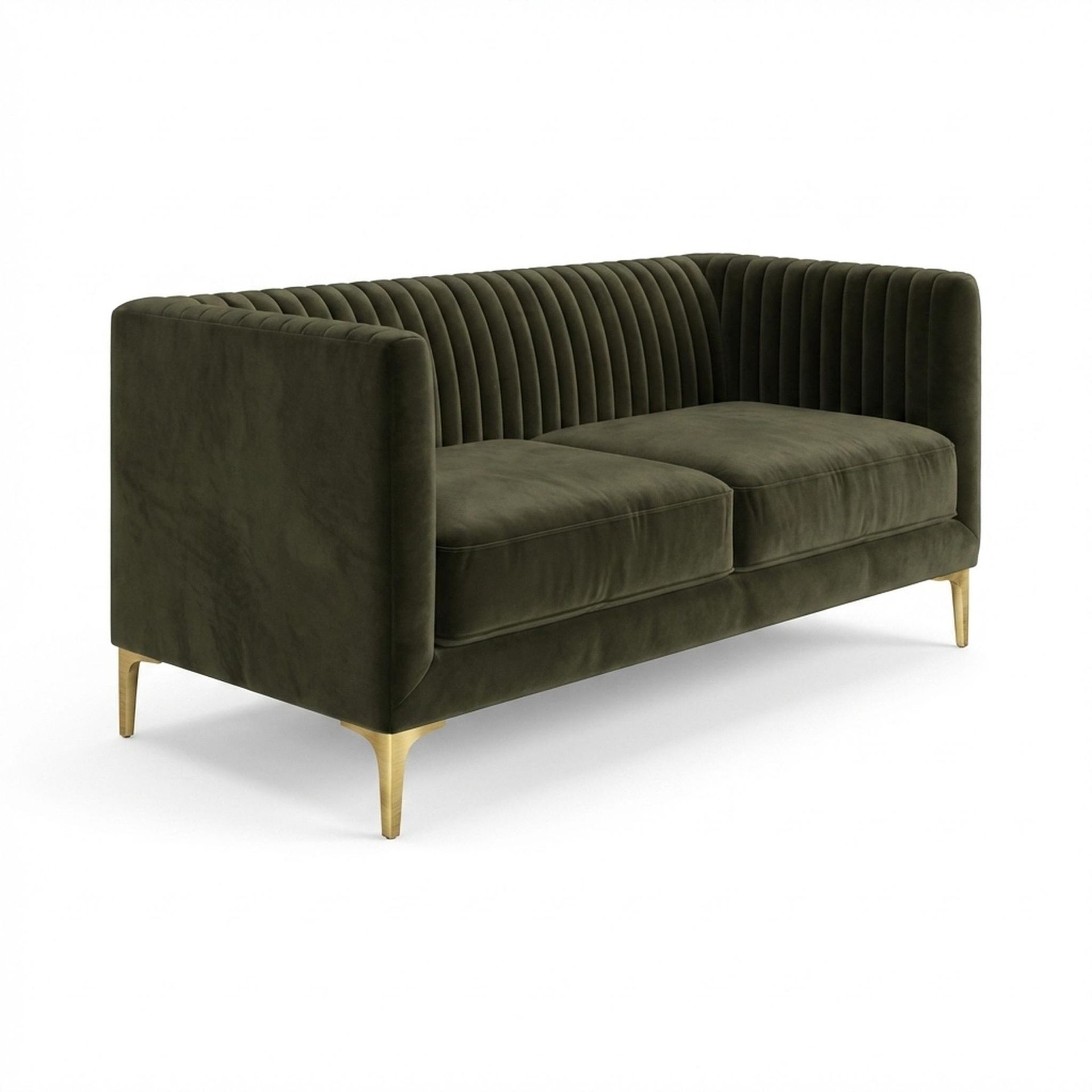 Hayden Home Premium Tokyo 2 Seater Sofa, PVD Brushed Gold Leg, Premium Emerald Upholstery