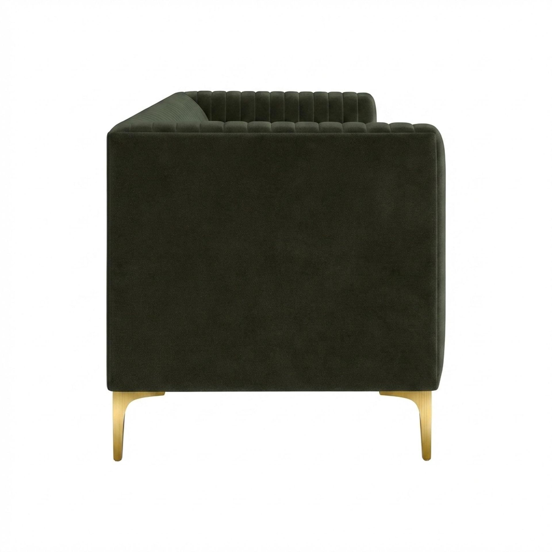 Hayden Home Premium Tokyo 2 Seater Sofa, PVD Brushed Gold Leg, Premium Emerald Upholstery
