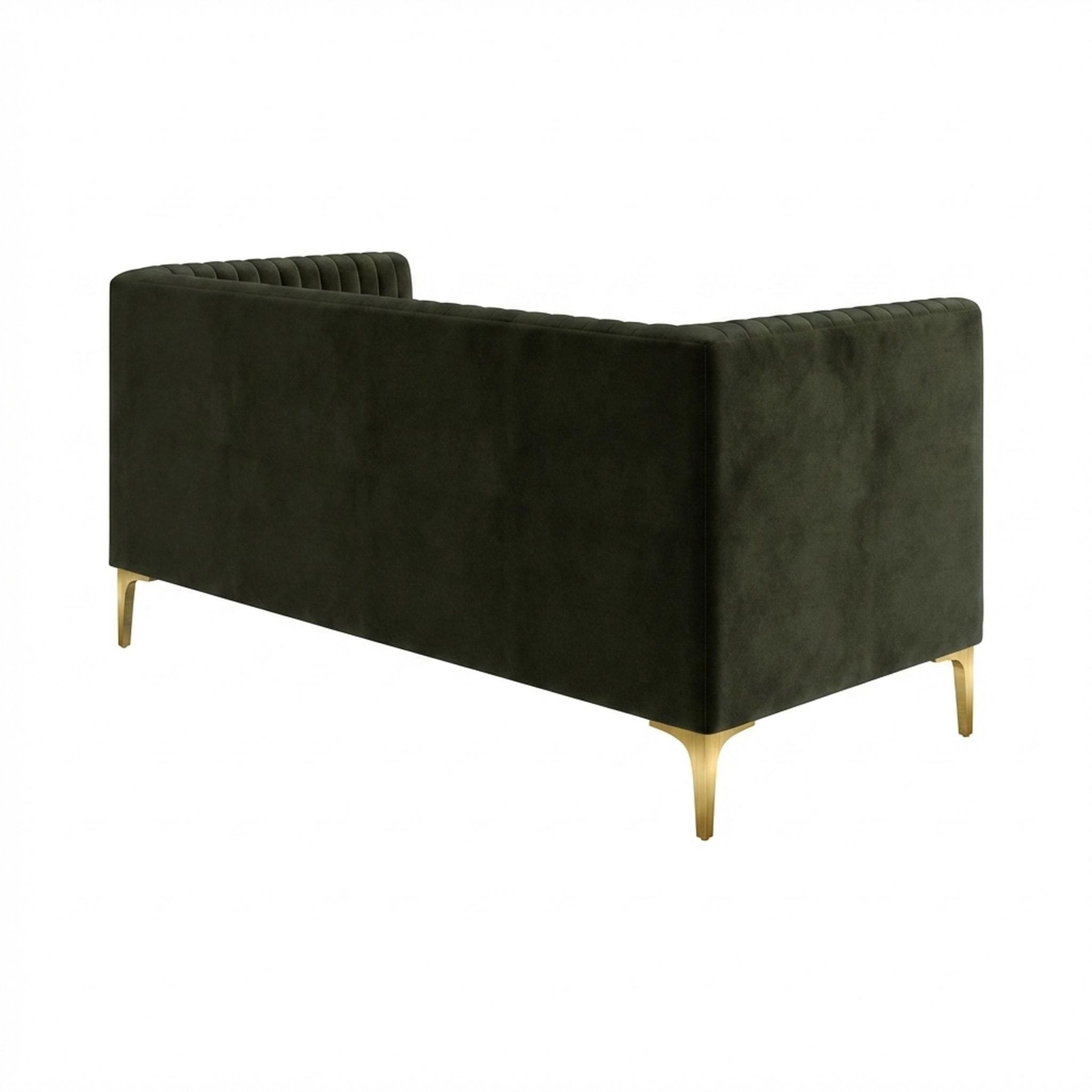 Hayden Home Premium Tokyo 2 Seater Sofa, PVD Brushed Gold Leg, Premium Emerald Upholstery