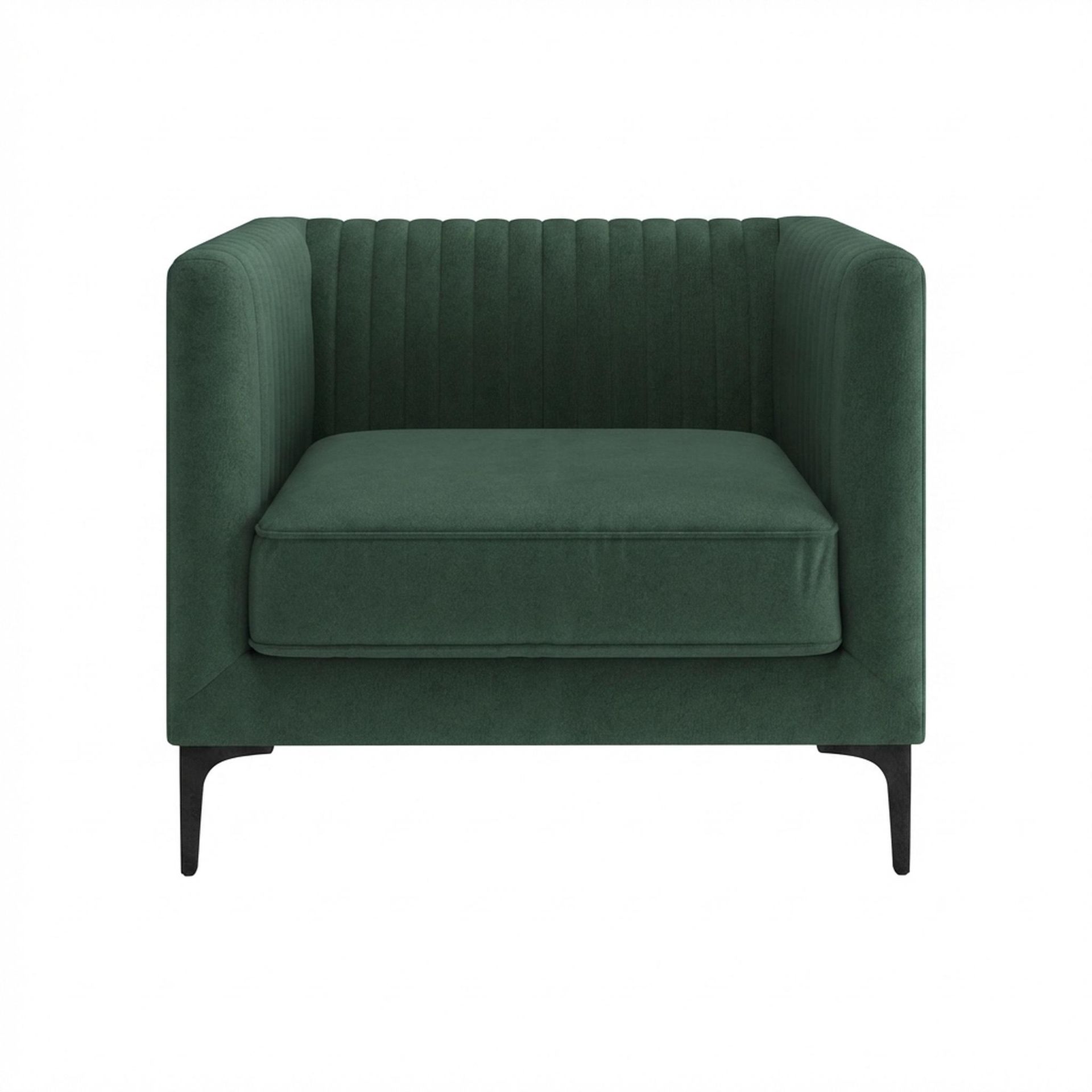 Hayden Home Premium Tokyo 1 Seater Sofa, Matt Black Leg, Premium Powder Green Upholstery